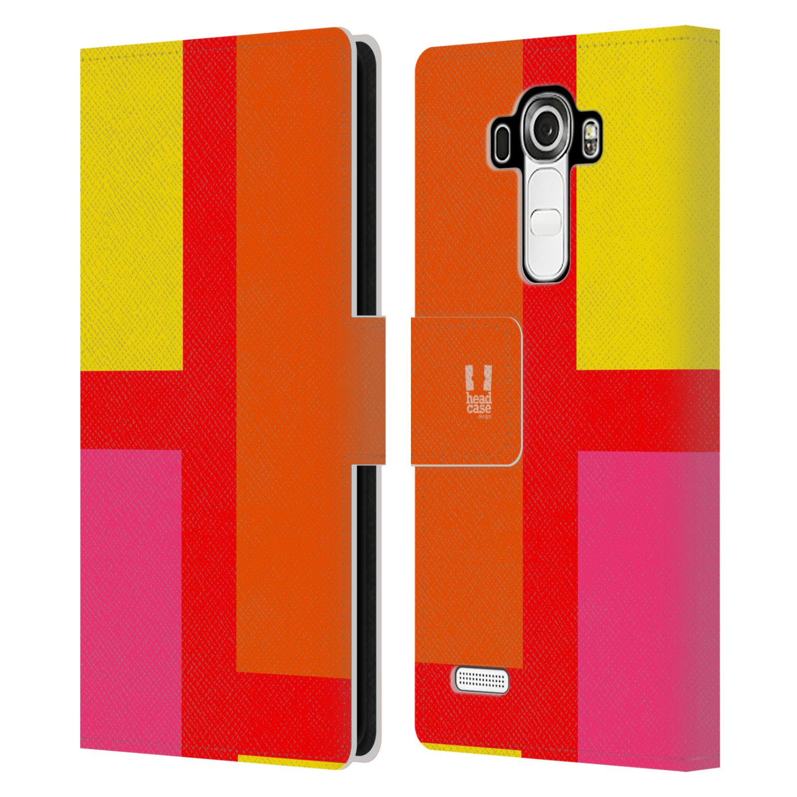 HEAD CASE Flipové pouzdro pro mobil LG G4 barevné tvary oranžová ulice