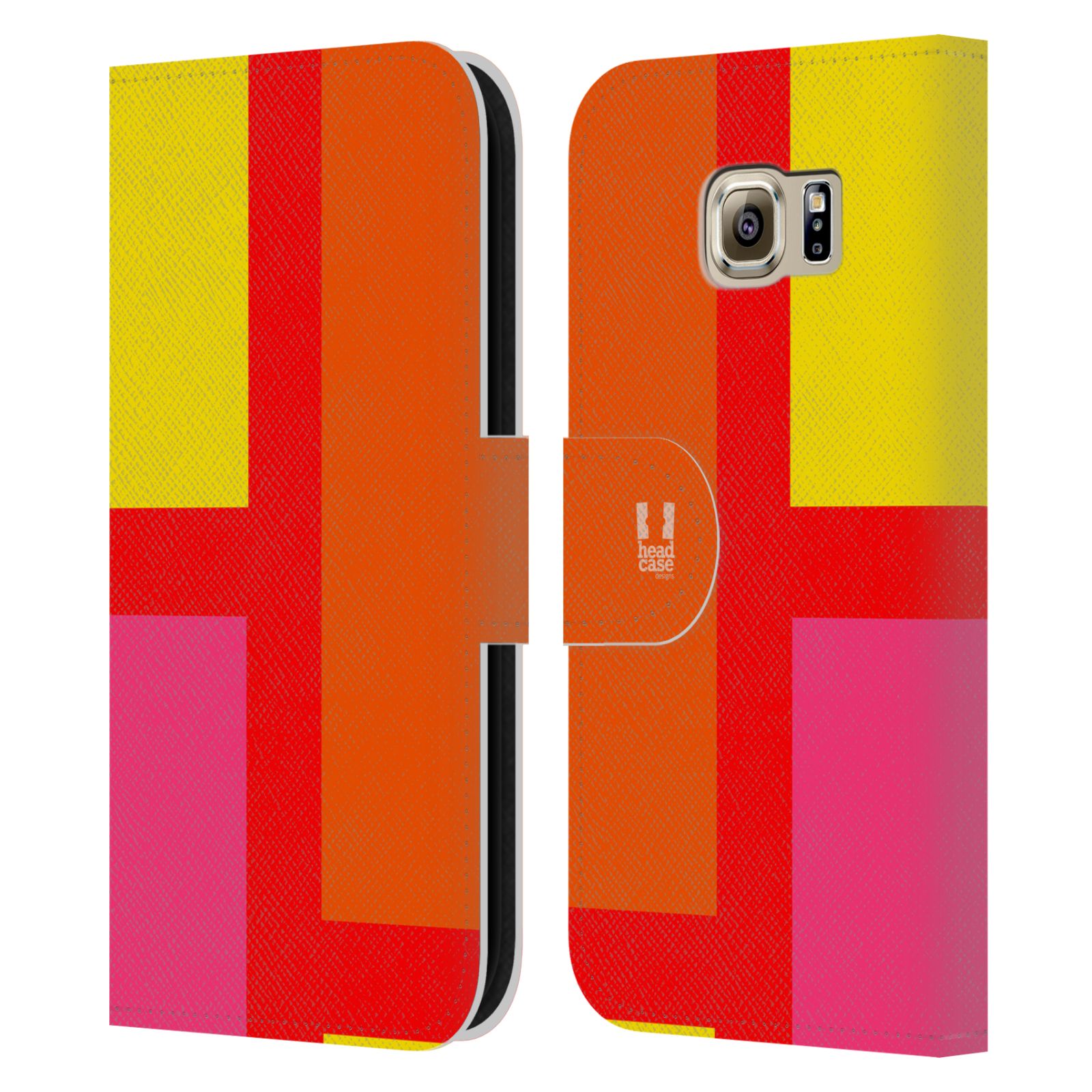 HEAD CASE Flipové pouzdro pro mobil Samsung Galaxy S6 barevné tvary oranžová ulice
