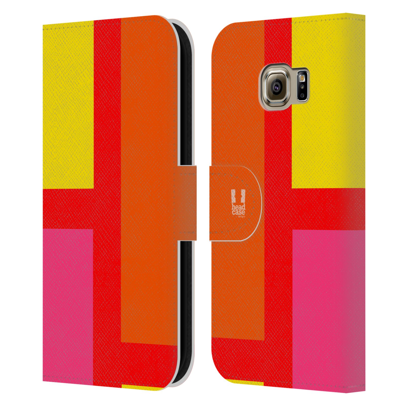 HEAD CASE Flipové pouzdro pro mobil Samsung Galaxy S6 EDGE barevné tvary oranžová ulice