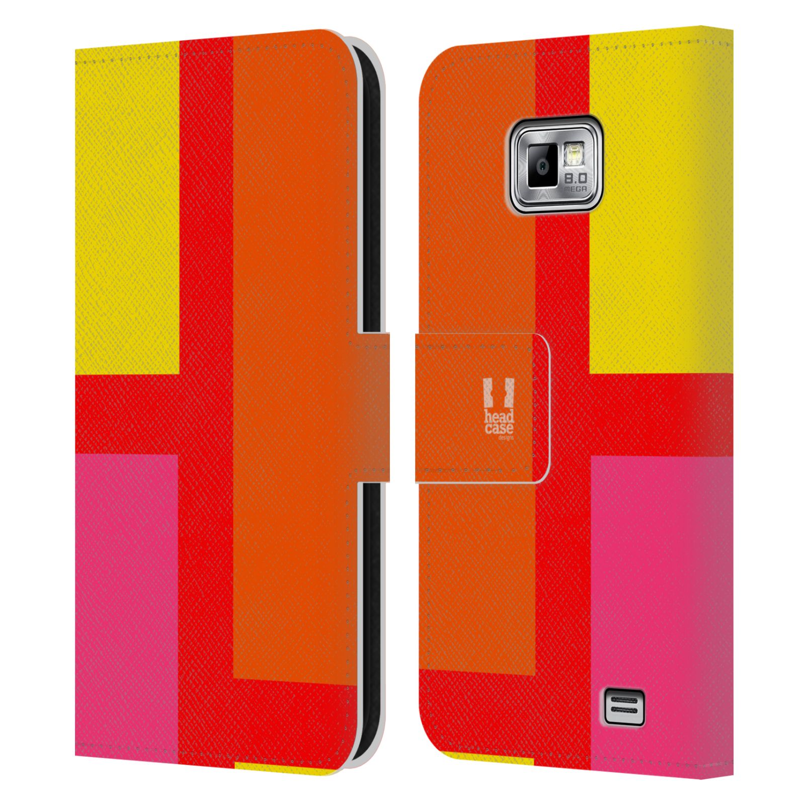 HEAD CASE Flipové pouzdro pro mobil Samsung Galaxy S2 i9100 barevné tvary oranžová ulice