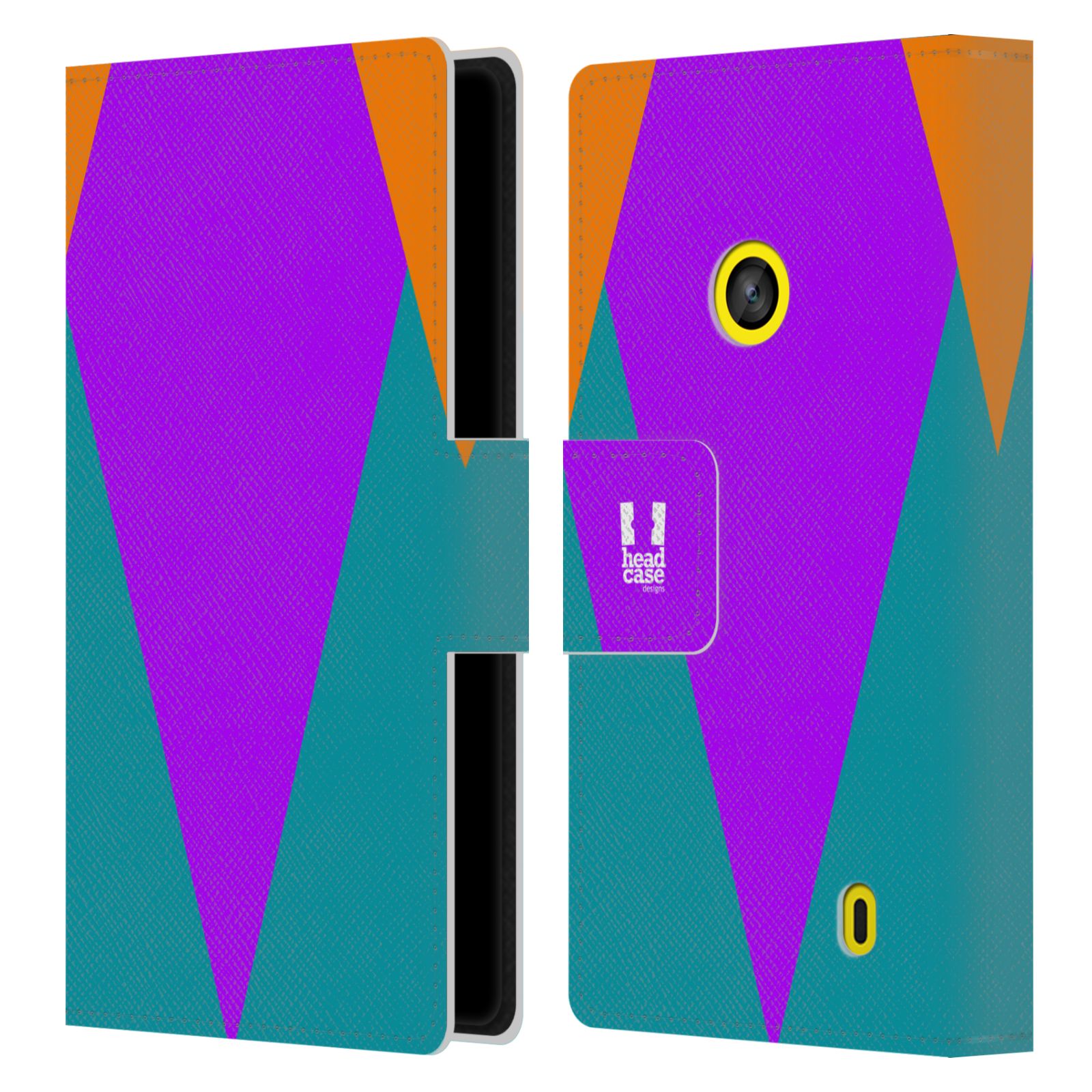 HEAD CASE Flipové pouzdro pro mobil Nokia LUMIA 520/525 barevné tvary šipka fialová