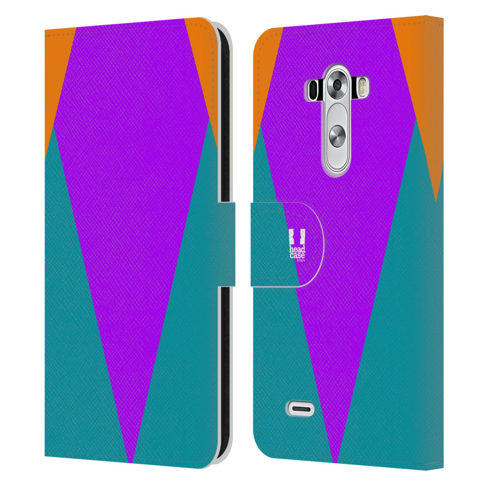 HEAD CASE Flipové pouzdro pro mobil LG G3 barevné tvary šipka fialová
