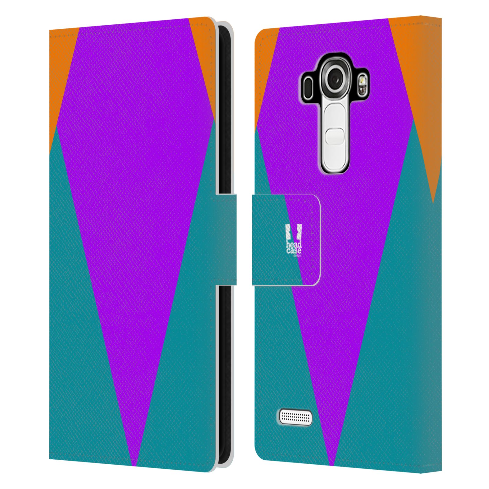 HEAD CASE Flipové pouzdro pro mobil LG G4 barevné tvary šipka fialová