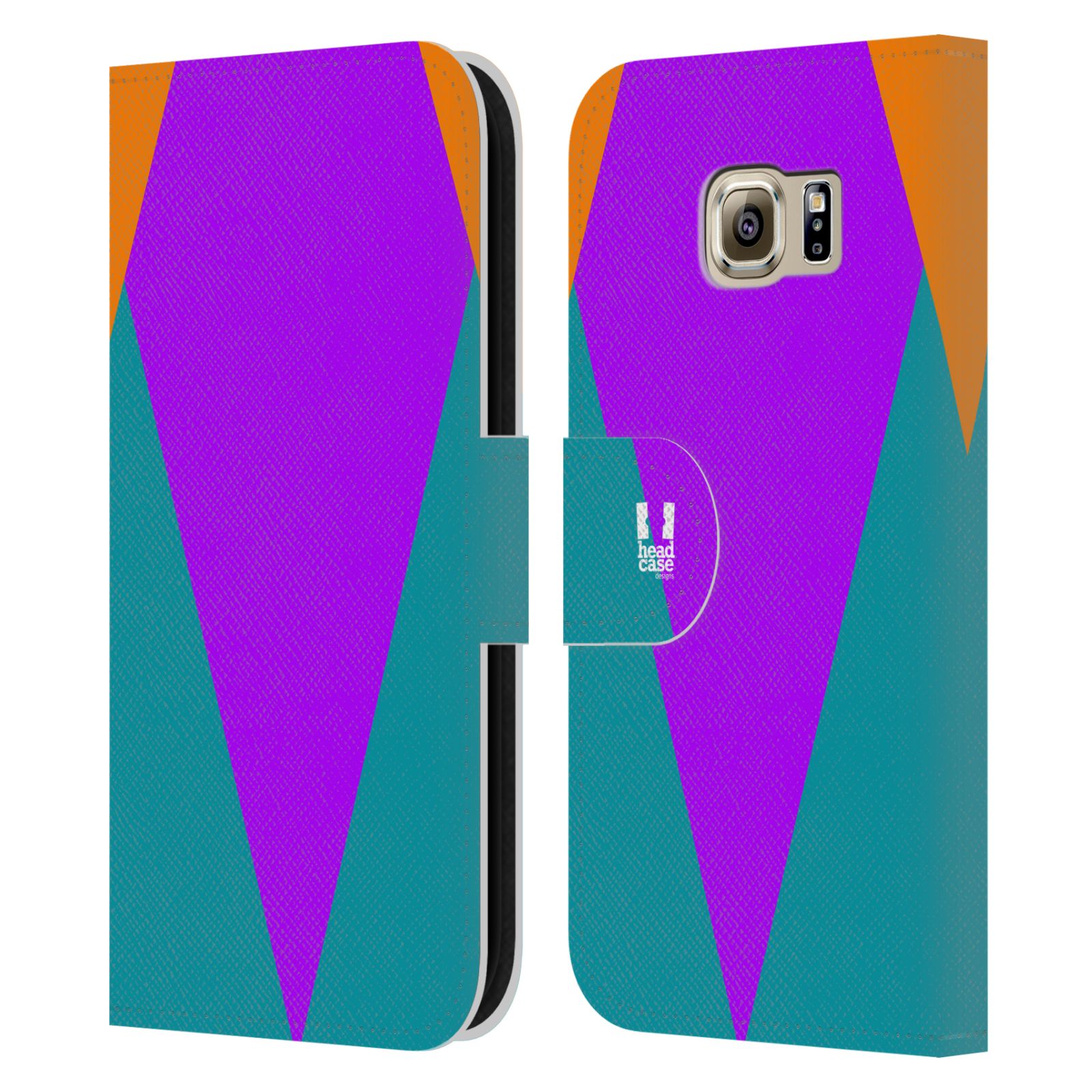 HEAD CASE Flipové pouzdro pro mobil Samsung Galaxy S6 barevné tvary šipka fialová