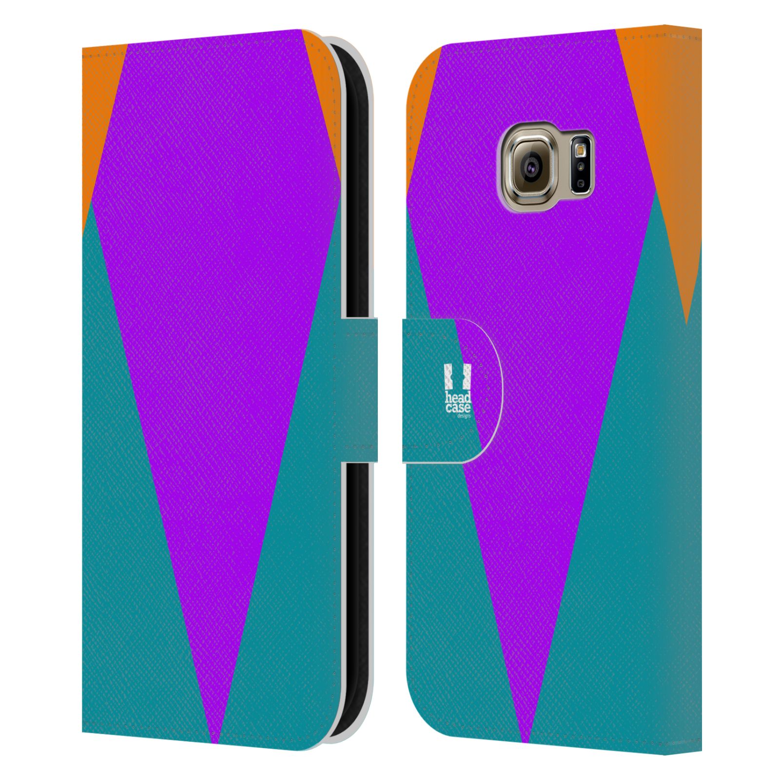 HEAD CASE Flipové pouzdro pro mobil Samsung Galaxy S6 EDGE barevné tvary šipka fialová