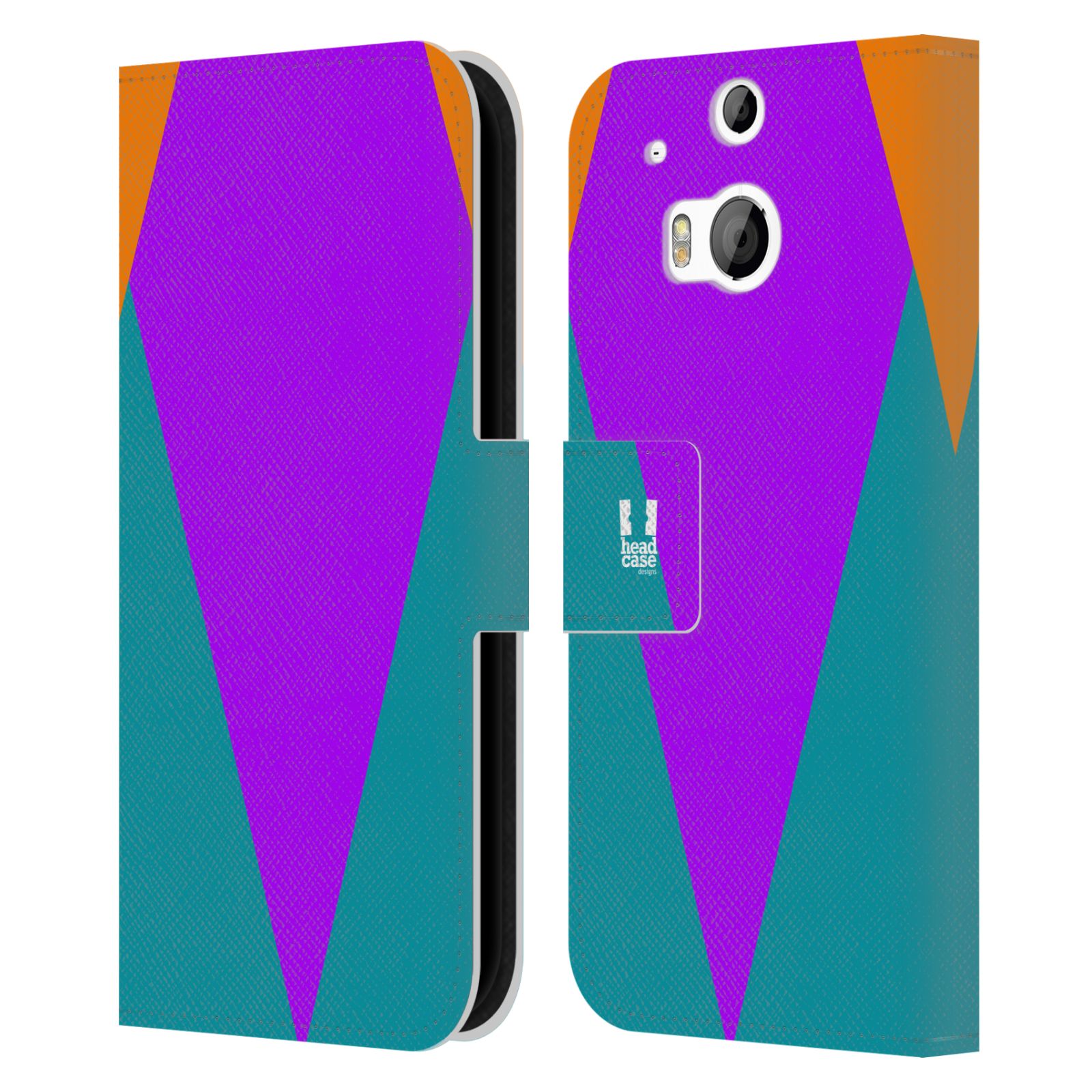 HEAD CASE Flipové pouzdro pro mobil HTC ONE M8/M8s barevné tvary šipka fialová