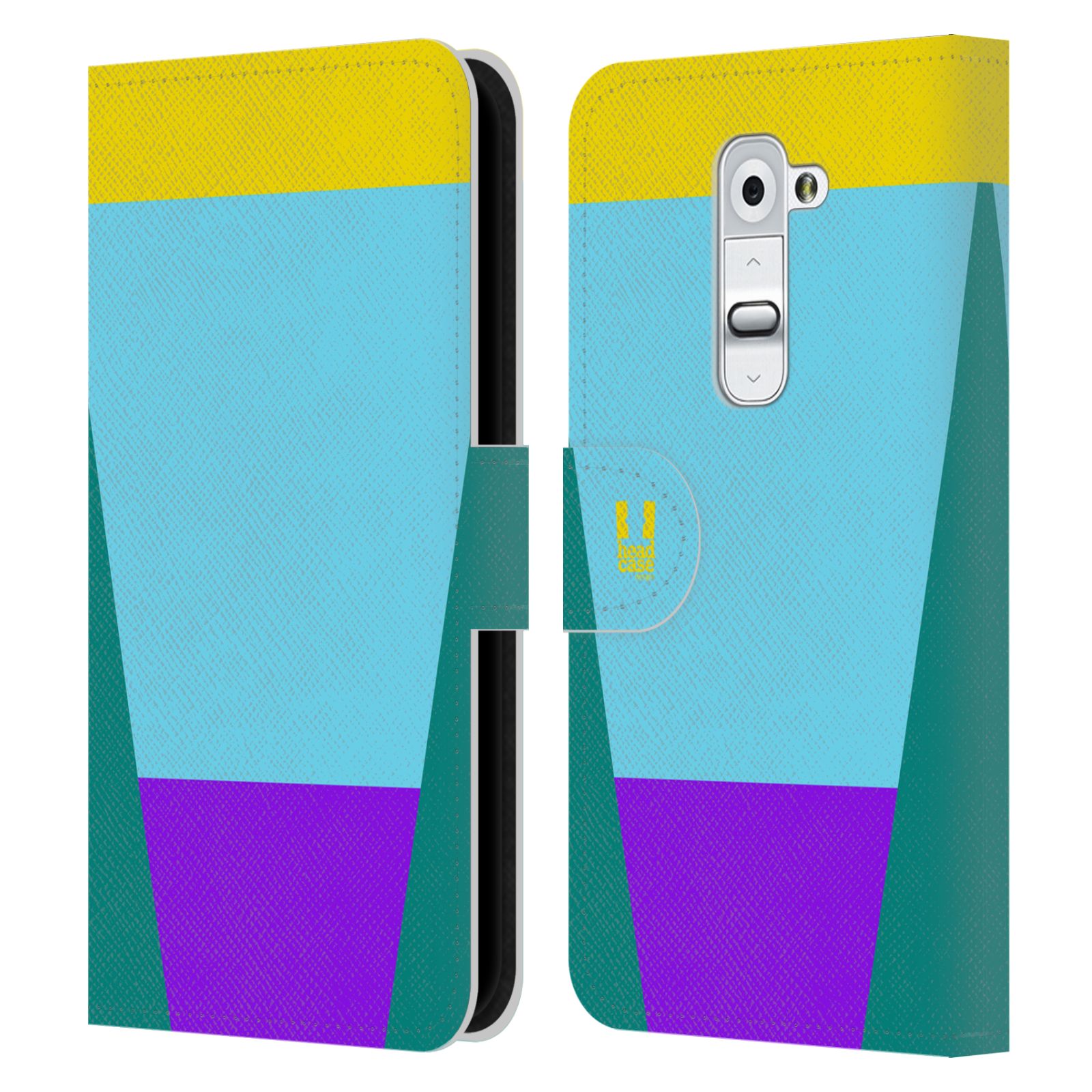 HEAD CASE Flipové pouzdro pro mobil LG G2 barevné tvary nebesky modrá