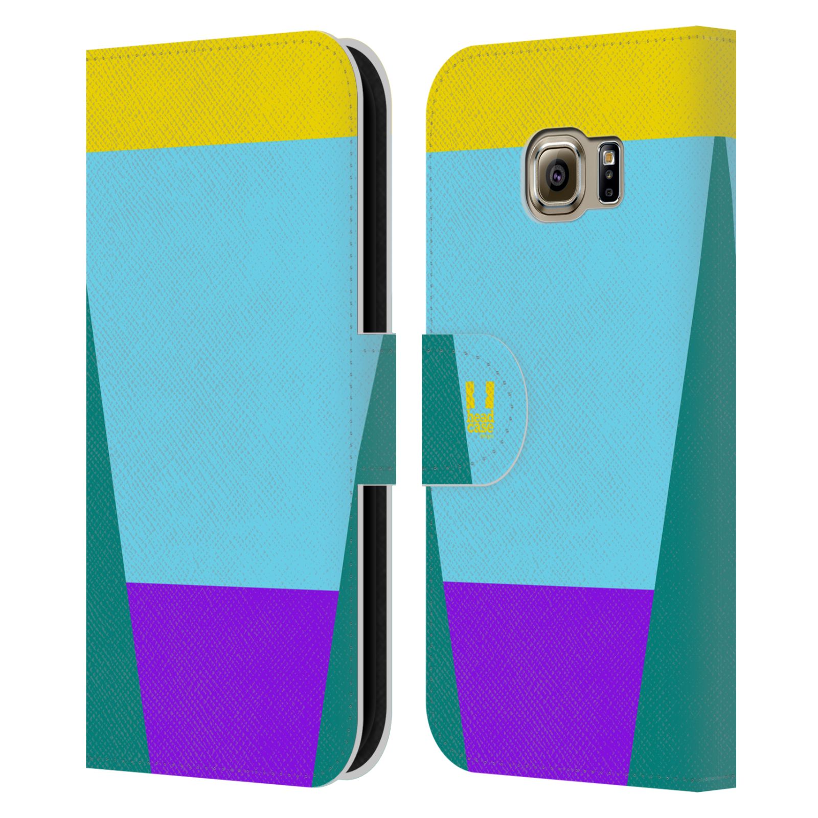 HEAD CASE Flipové pouzdro pro mobil Samsung Galaxy S6 EDGE barevné tvary nebesky modrá