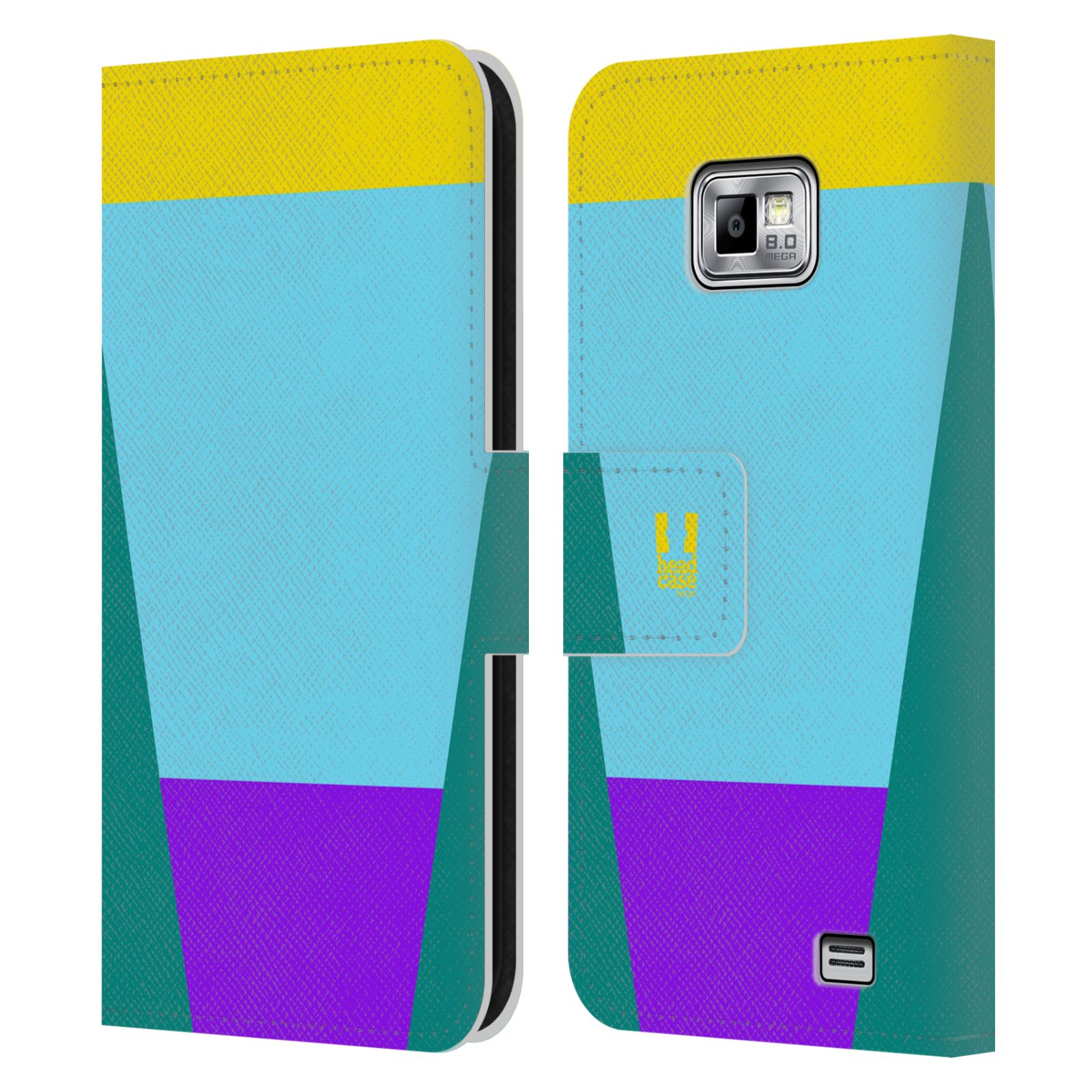 HEAD CASE Flipové pouzdro pro mobil Samsung Galaxy S2 i9100 barevné tvary nebesky modrá