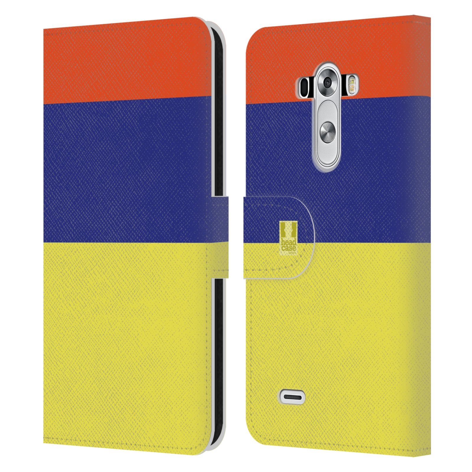 HEAD CASE Flipové pouzdro pro mobil LG G3 barevné tvary žlutá, modrá, červená