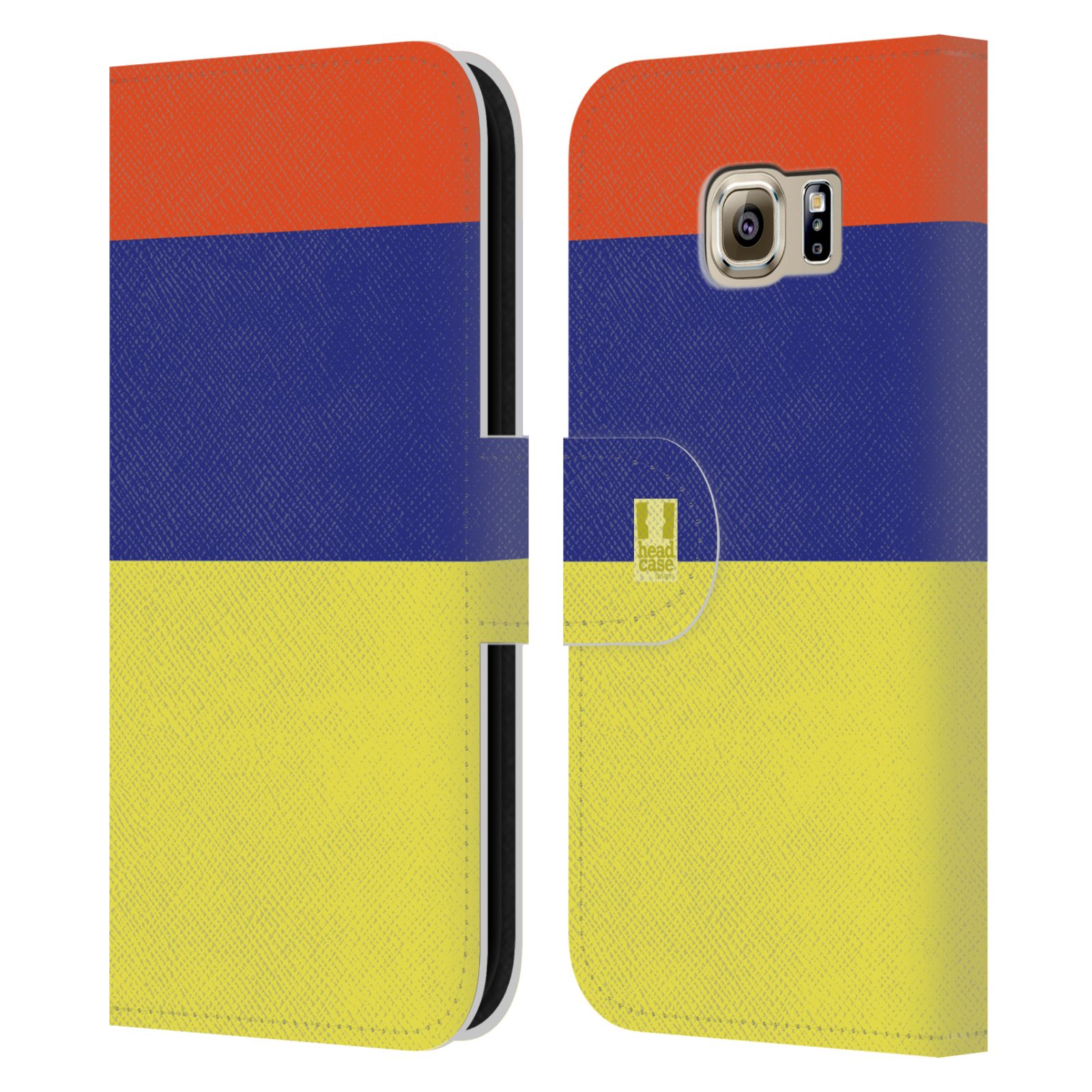 HEAD CASE Flipové pouzdro pro mobil Samsung Galaxy S6 barevné tvary žlutá, modrá, červená