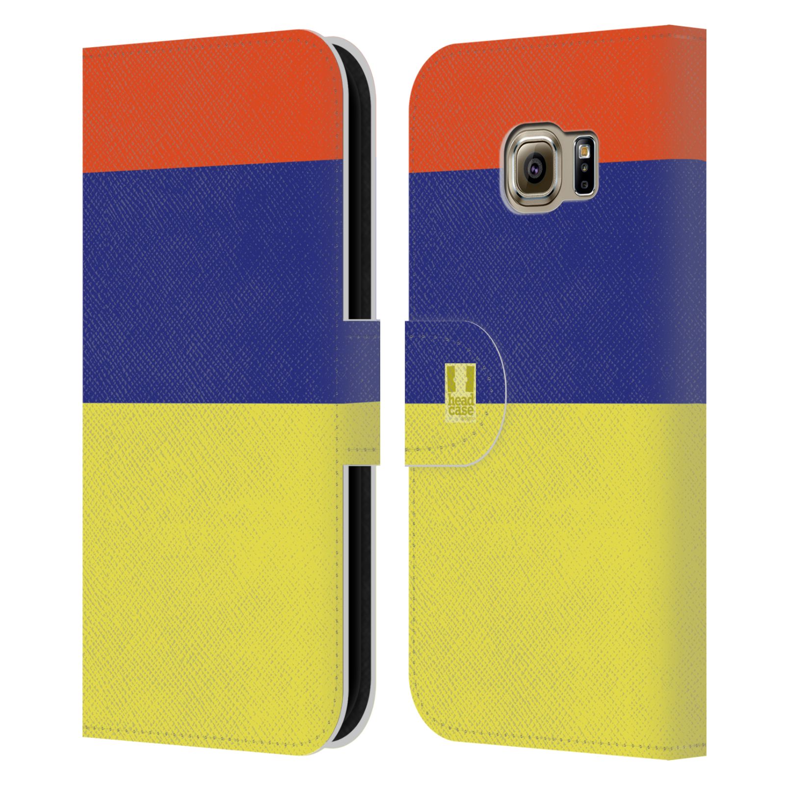 HEAD CASE Flipové pouzdro pro mobil Samsung Galaxy S6 EDGE barevné tvary žlutá, modrá, červená