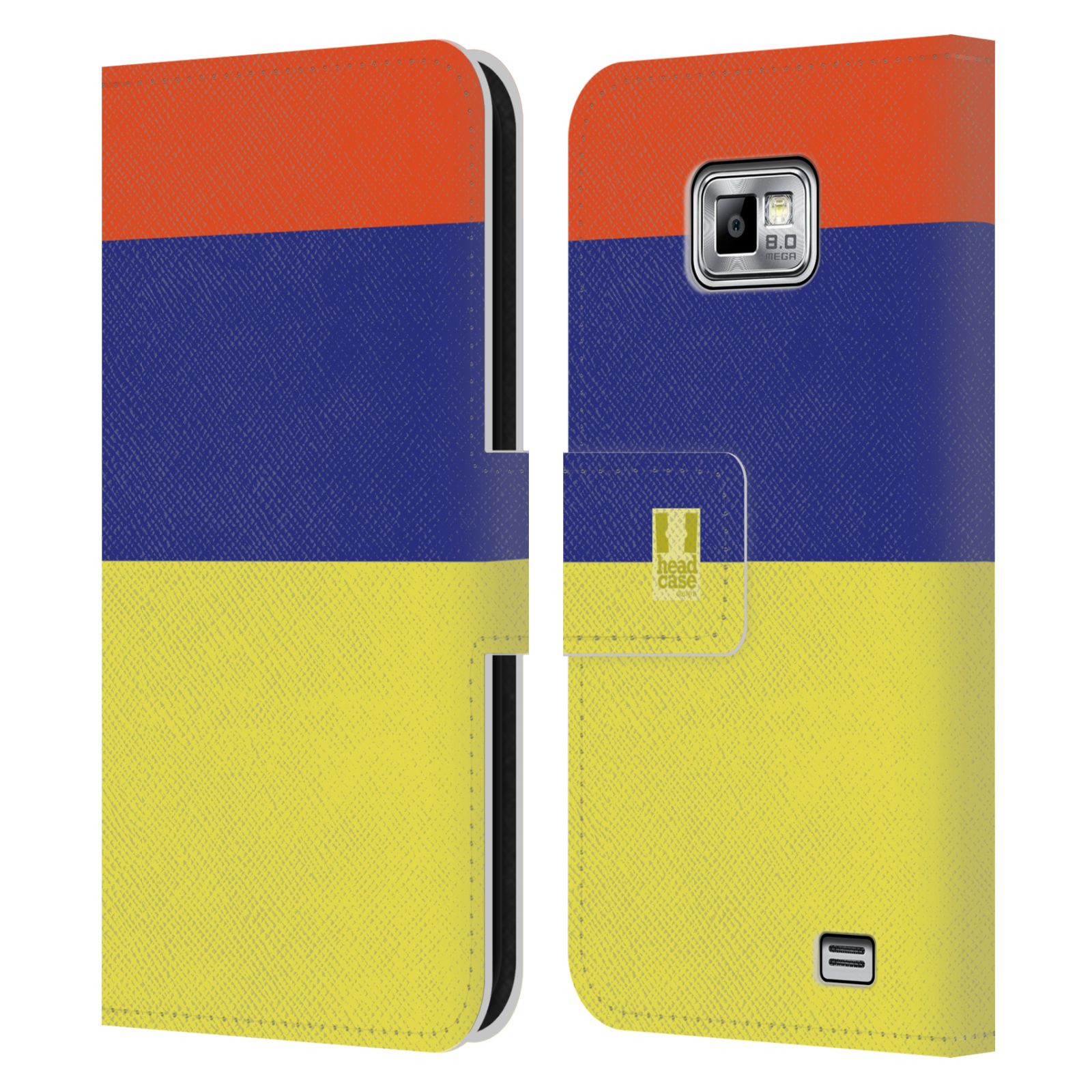 HEAD CASE Flipové pouzdro pro mobil Samsung Galaxy S2 i9100 barevné tvary žlutá, modrá, červená