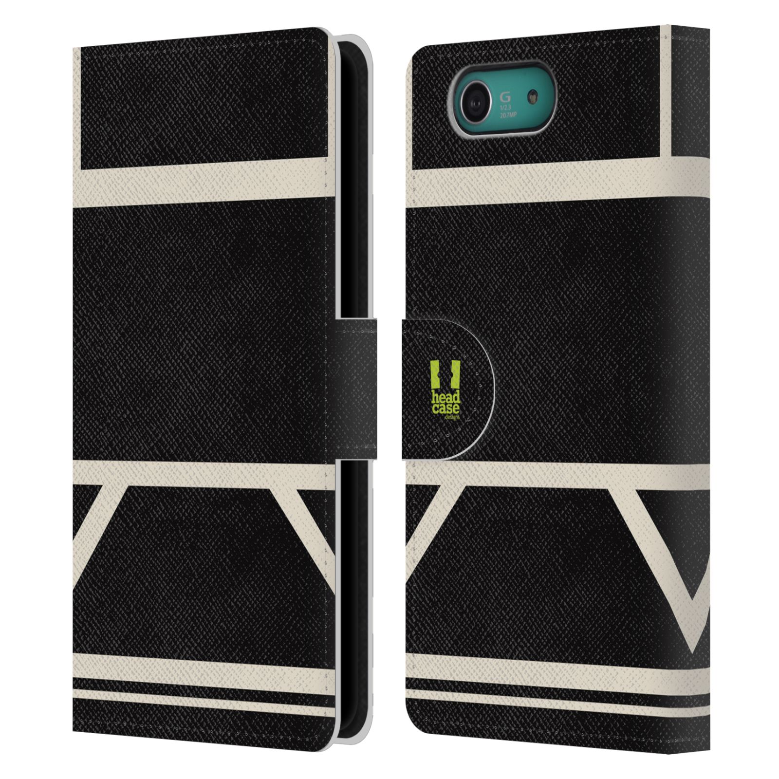 HEAD CASE Flipové pouzdro pro mobil SONY XPERIA Z3 COMPACT barevné tvary černá a bílá proužek