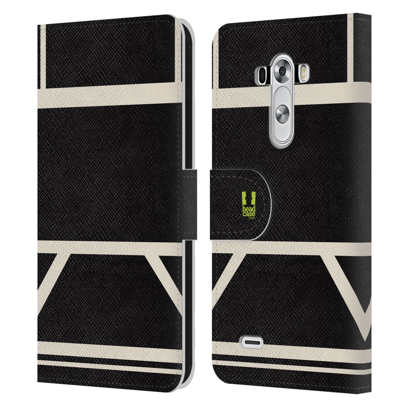 HEAD CASE Flipové pouzdro pro mobil LG G3 barevné tvary černá a bílá proužek