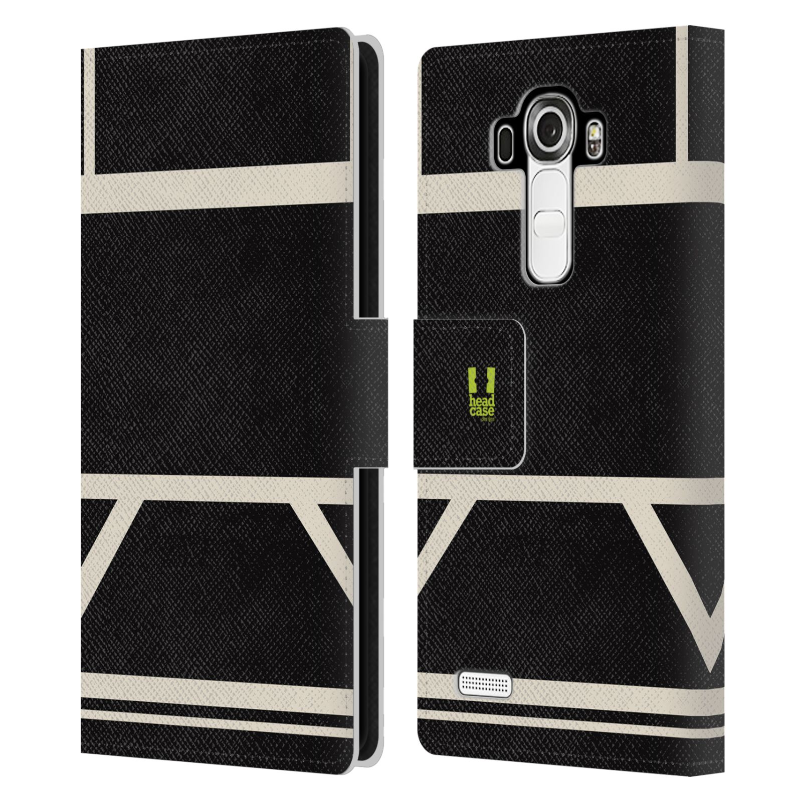 HEAD CASE Flipové pouzdro pro mobil LG G4 barevné tvary černá a bílá proužek