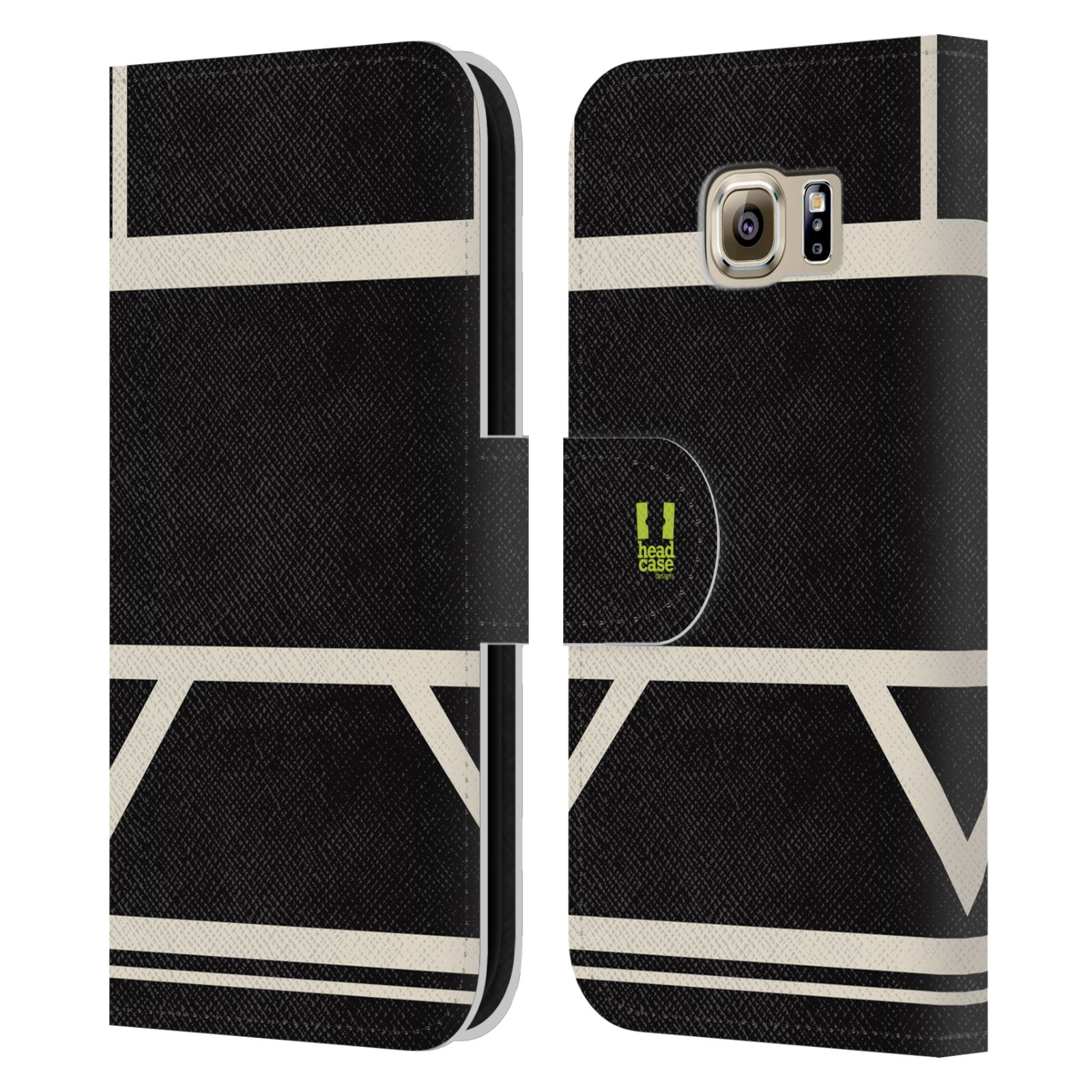 HEAD CASE Flipové pouzdro pro mobil Samsung Galaxy S6 barevné tvary černá a bílá proužek