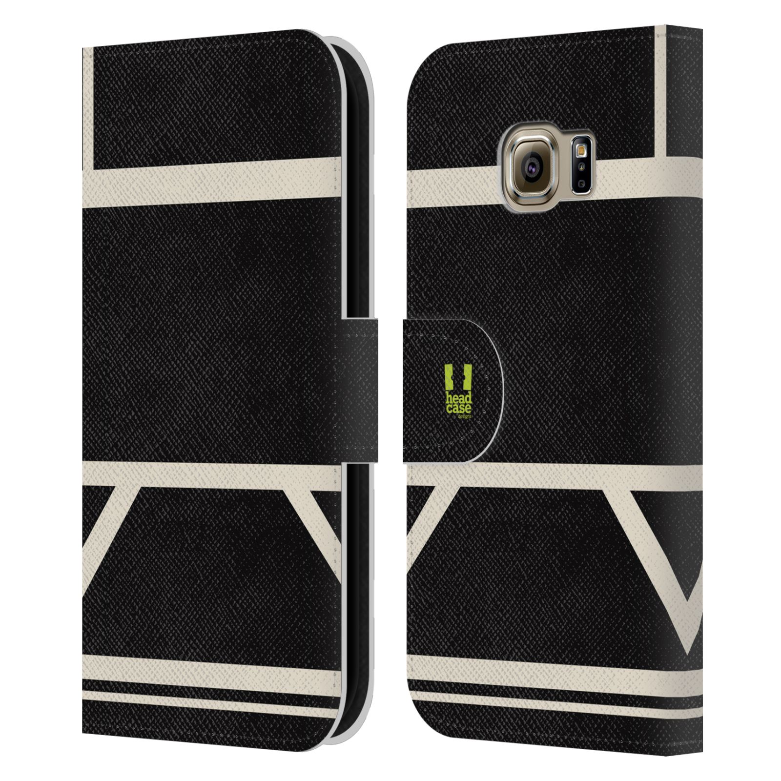 HEAD CASE Flipové pouzdro pro mobil Samsung Galaxy S6 EDGE barevné tvary černá a bílá proužek