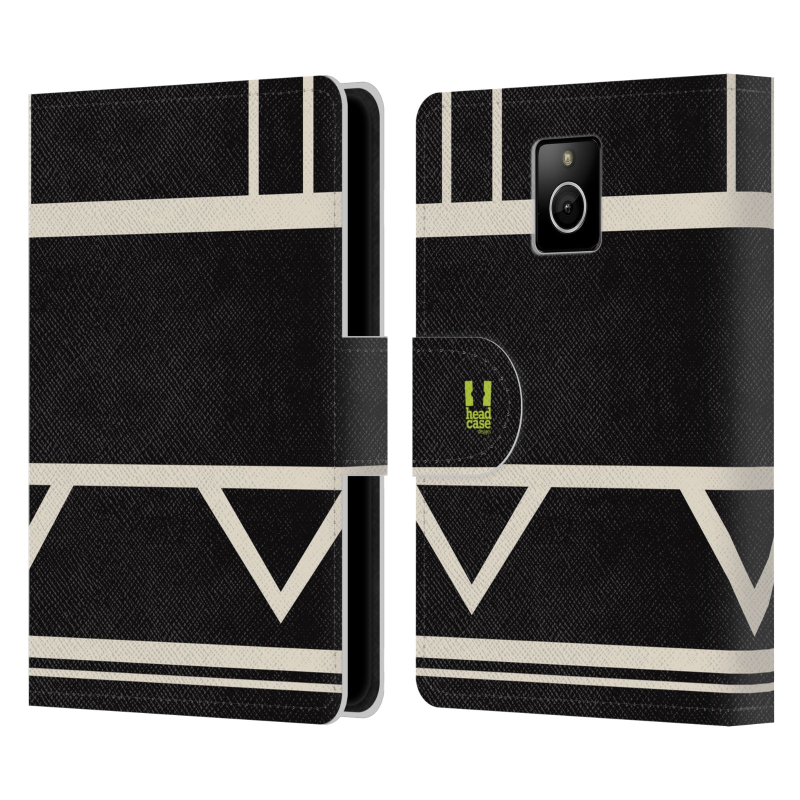 HEAD CASE Flipové pouzdro pro mobil Blackberry PASSPORT barevné tvary černá a bílá proužek