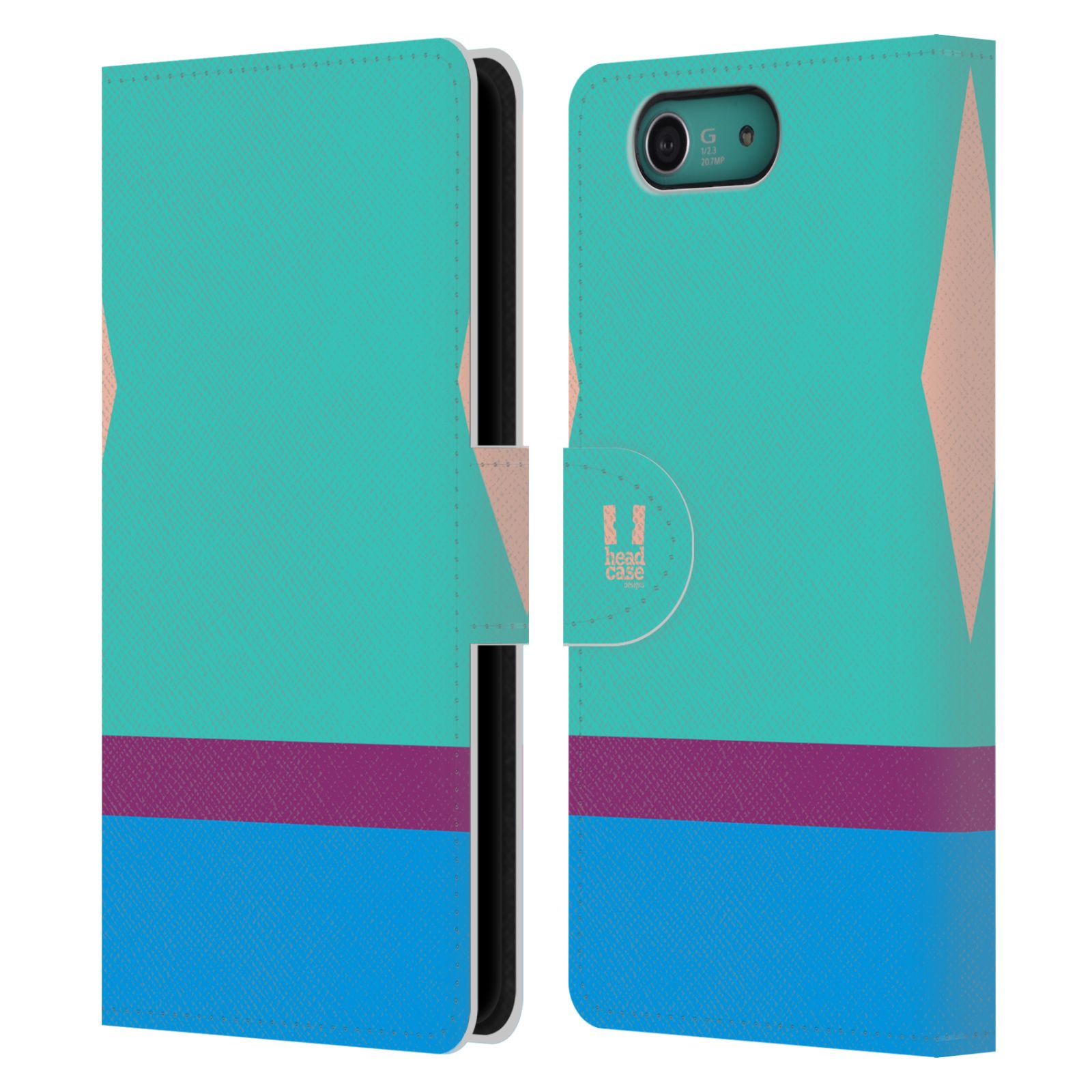 HEAD CASE Flipové pouzdro pro mobil SONY XPERIA Z3 COMPACT barevné tvary modrá a fialový pruh