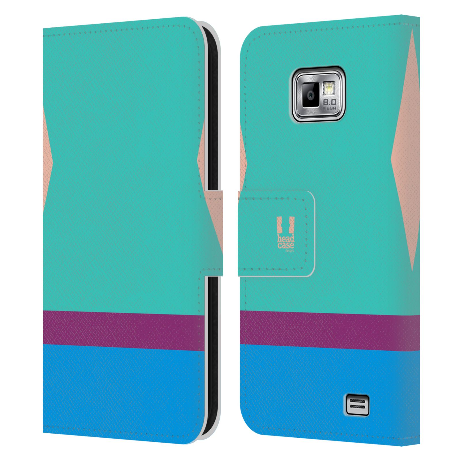 HEAD CASE Flipové pouzdro pro mobil Samsung Galaxy S2 i9100 barevné tvary modrá a fialový pruh