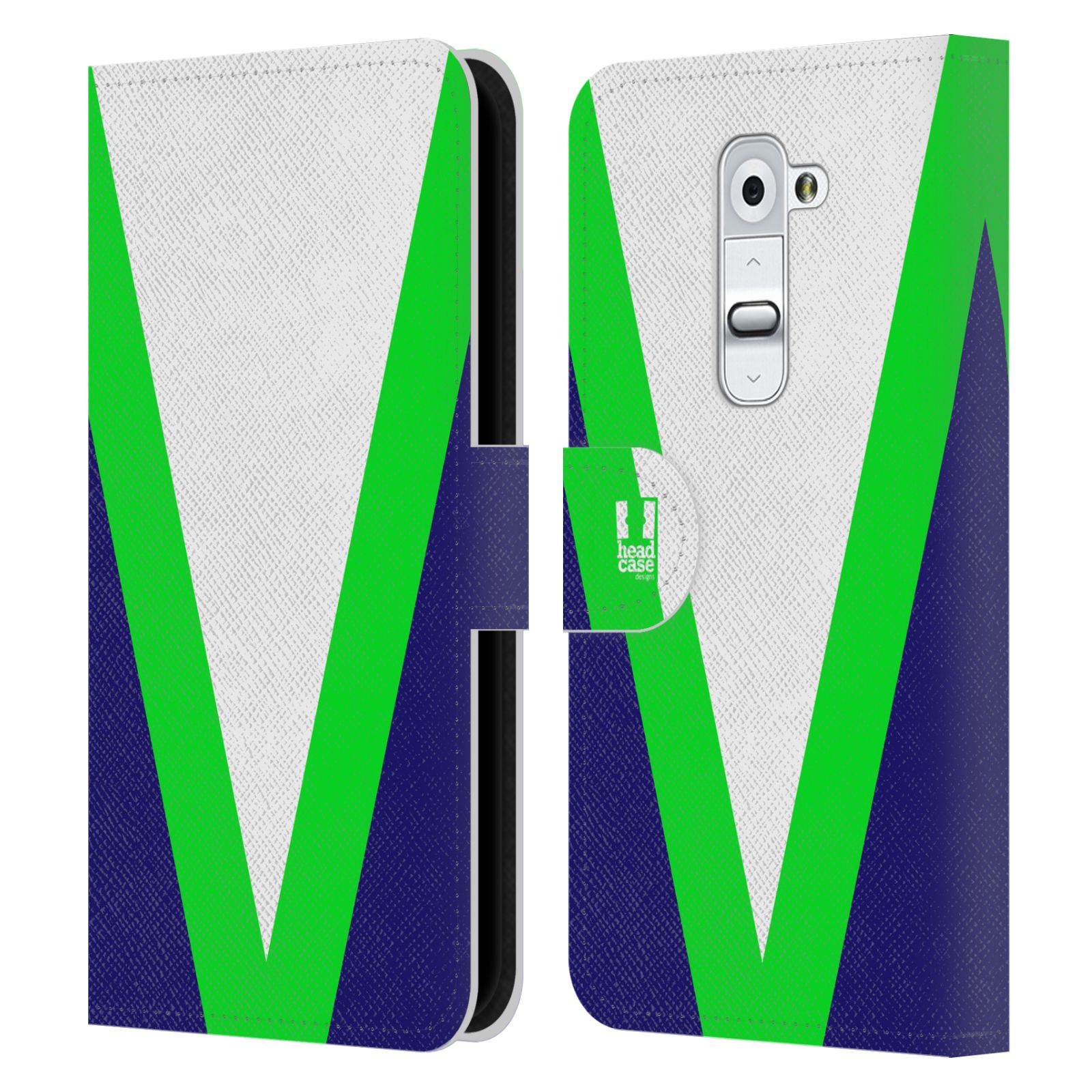 HEAD CASE Flipové pouzdro pro mobil LG G2 barevné tvary zelená a modrá