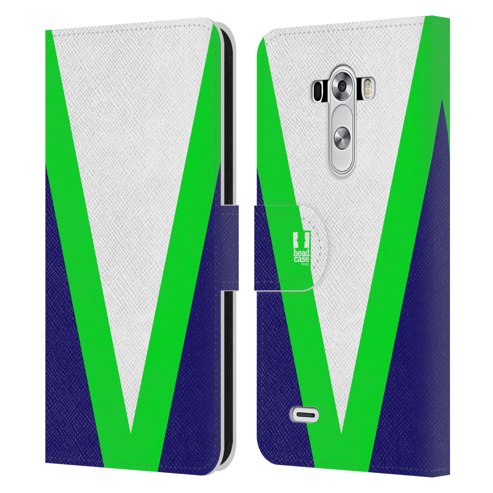 HEAD CASE Flipové pouzdro pro mobil LG G3 barevné tvary zelená a modrá
