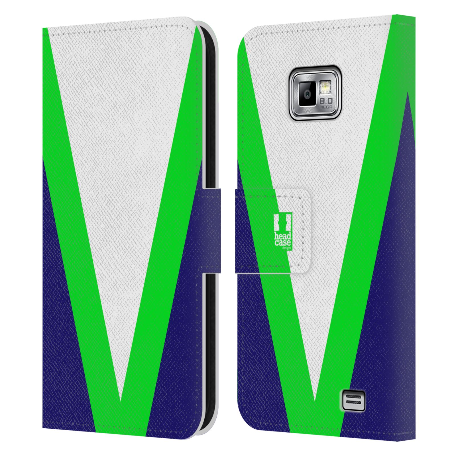 HEAD CASE Flipové pouzdro pro mobil Samsung Galaxy S2 i9100 barevné tvary zelená a modrá