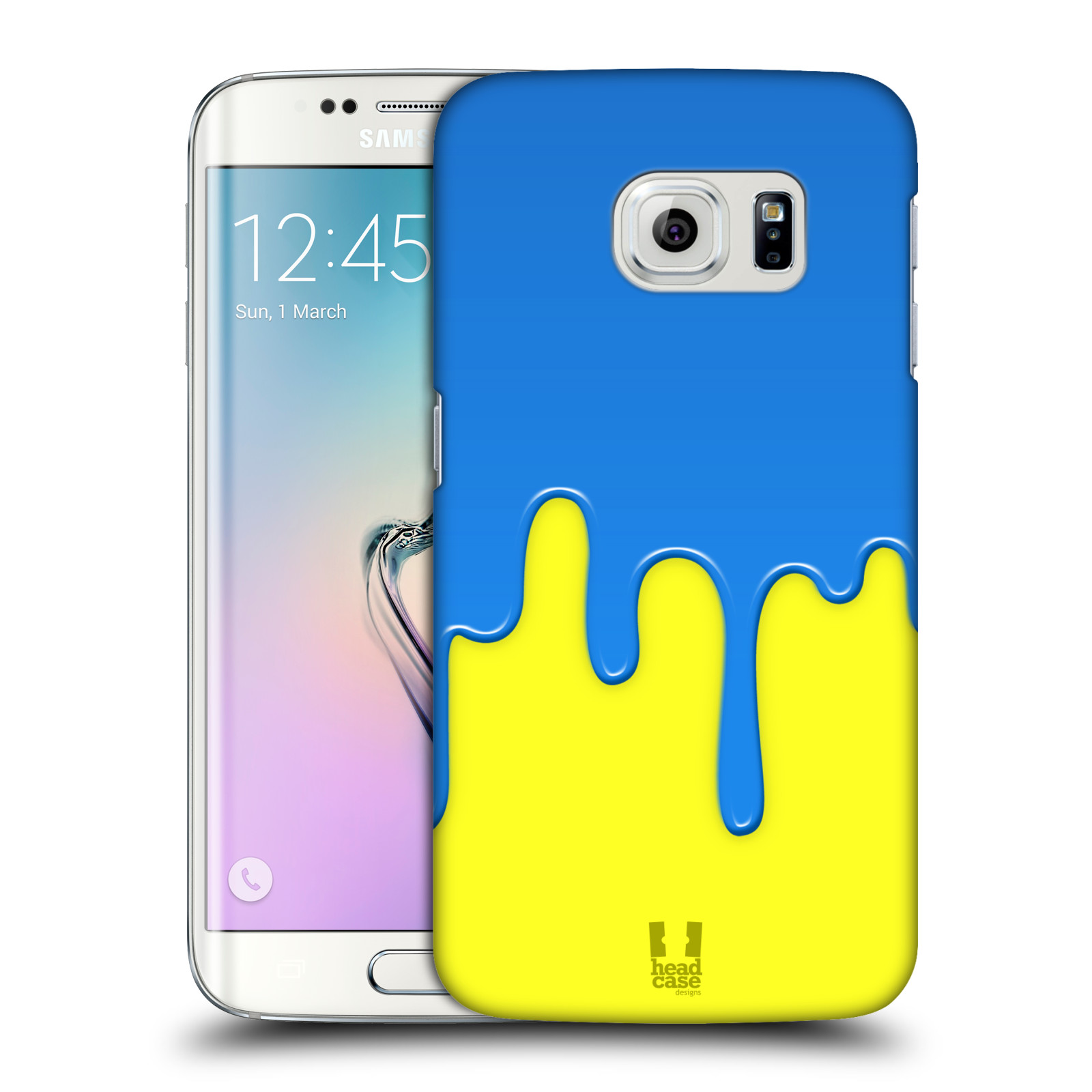 HEAD CASE plastový obal na mobil SAMSUNG Galaxy S6 EDGE (G9250, G925, G925F) vzor Barevná záplava polovina MODRÁ ŽLUTÁ