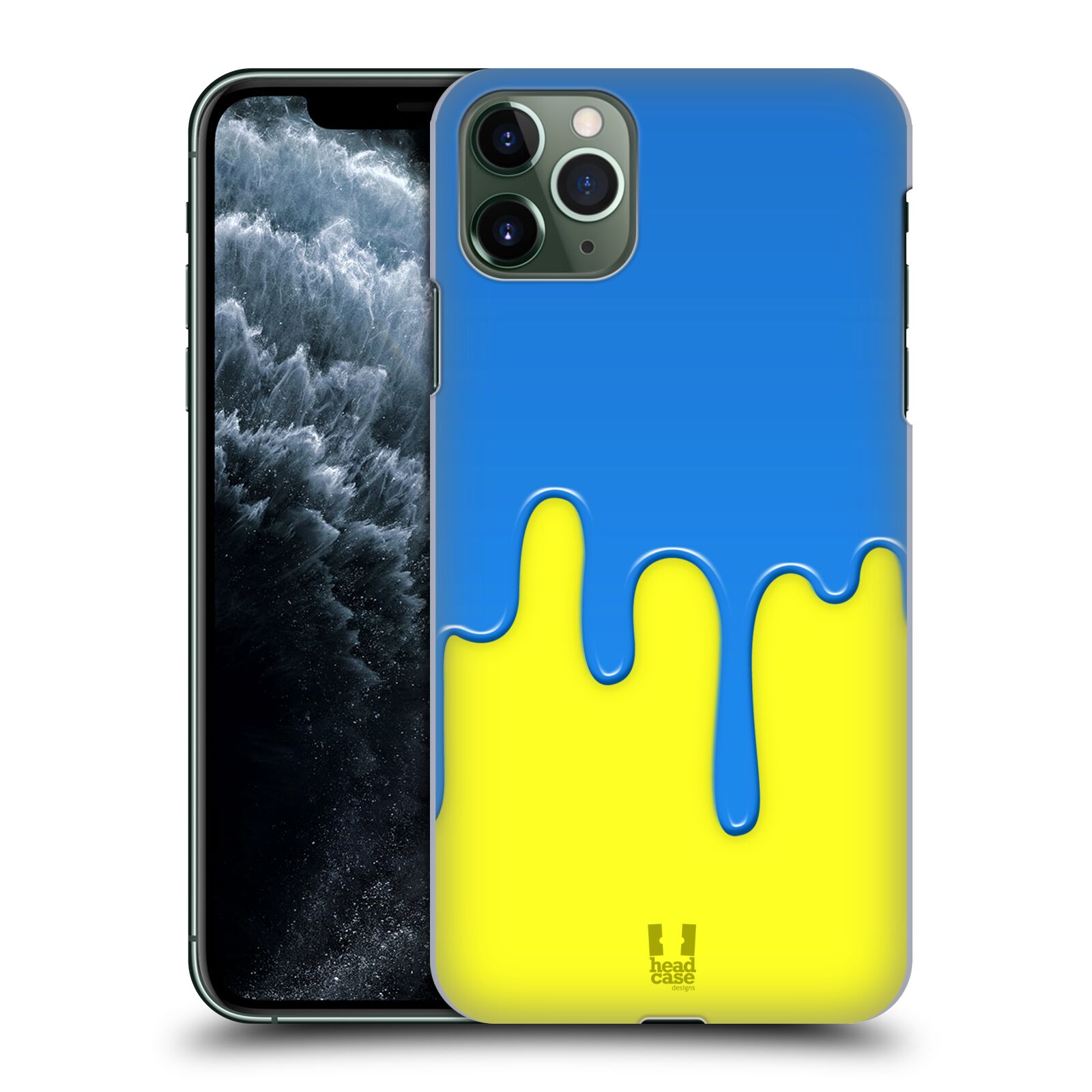 Pouzdro na mobil Apple Iphone 11 PRO MAX - HEAD CASE - vzor Barevná záplava polovina MODRÁ ŽLUTÁ