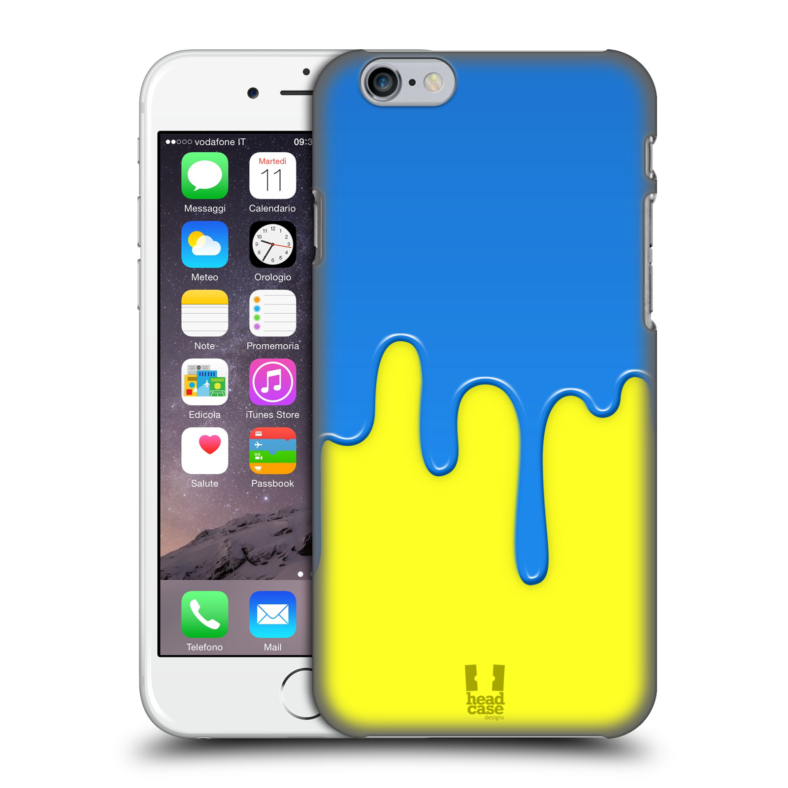 Plastové pouzdro pro mobil Apple Iphone 6/6S vzor Barevná záplava polovina MODRÁ ŽLUTÁ