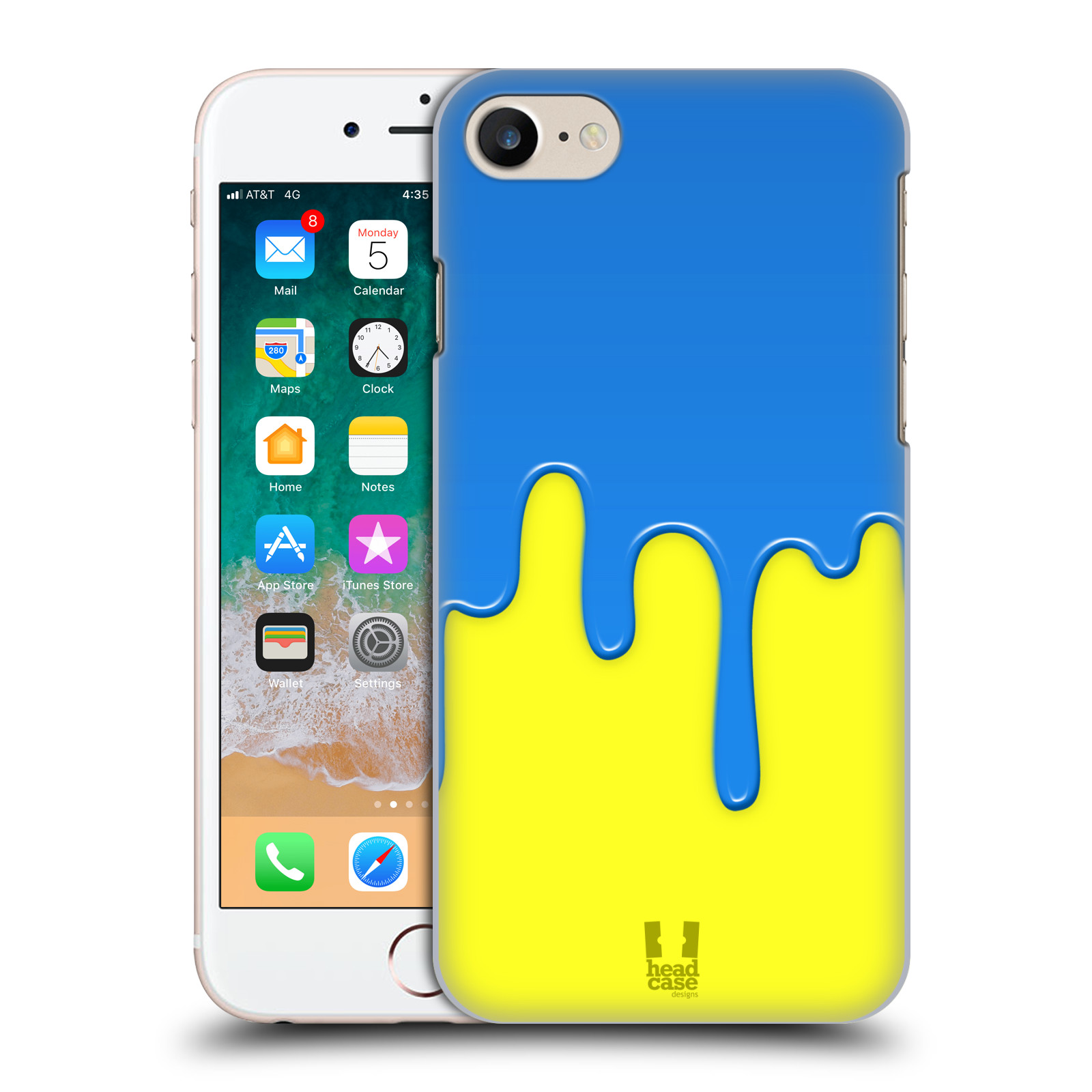 HEAD CASE plastový obal na mobil Apple Iphone 7 vzor Barevná záplava polovina MODRÁ ŽLUTÁ