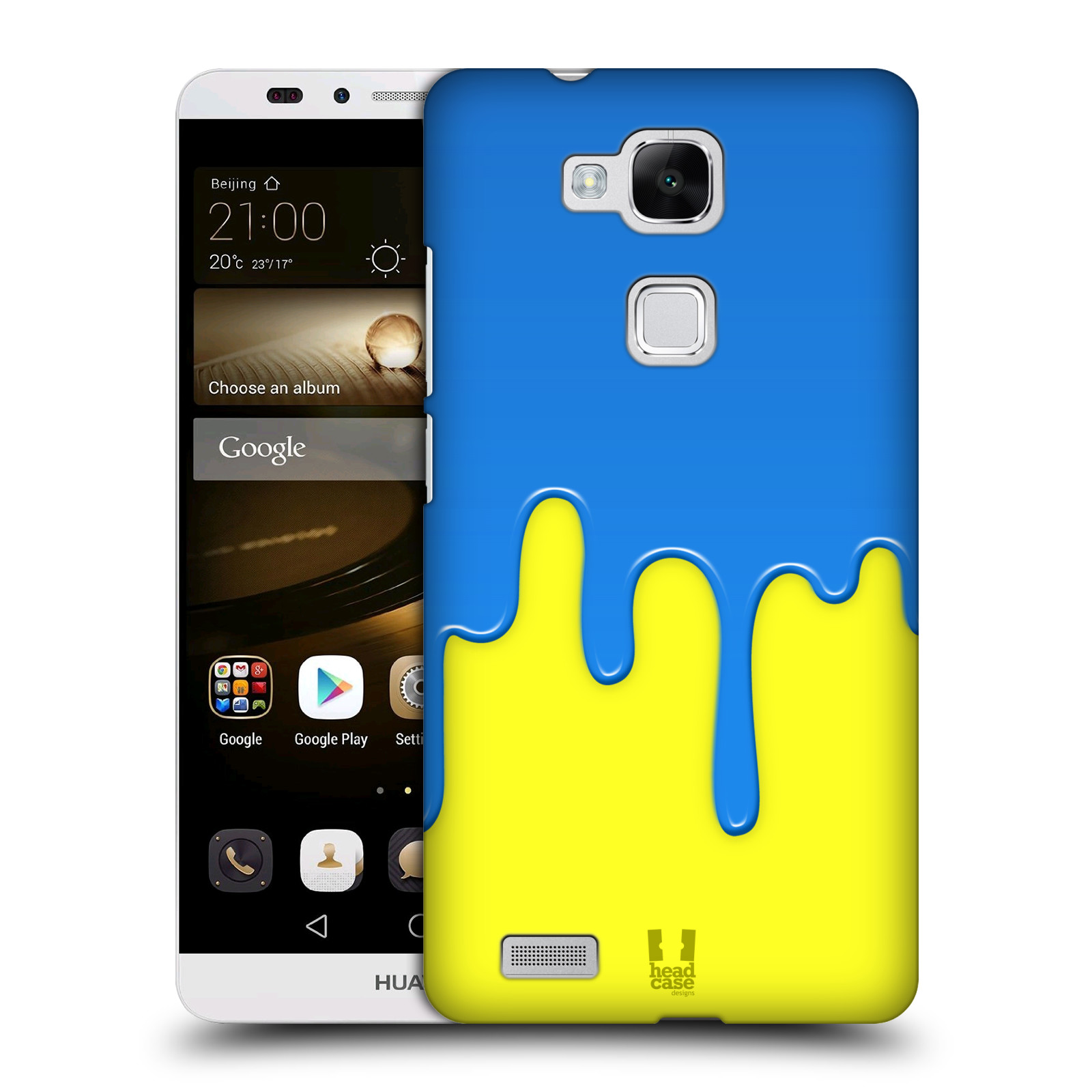 HEAD CASE plastový obal na mobil Huawei Mate 7 vzor Barevná záplava polovina MODRÁ ŽLUTÁ
