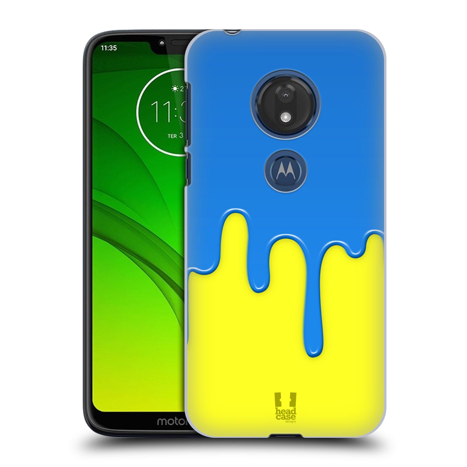 Pouzdro na mobil Motorola Moto G7 Play vzor Barevná záplava polovina MODRÁ ŽLUTÁ