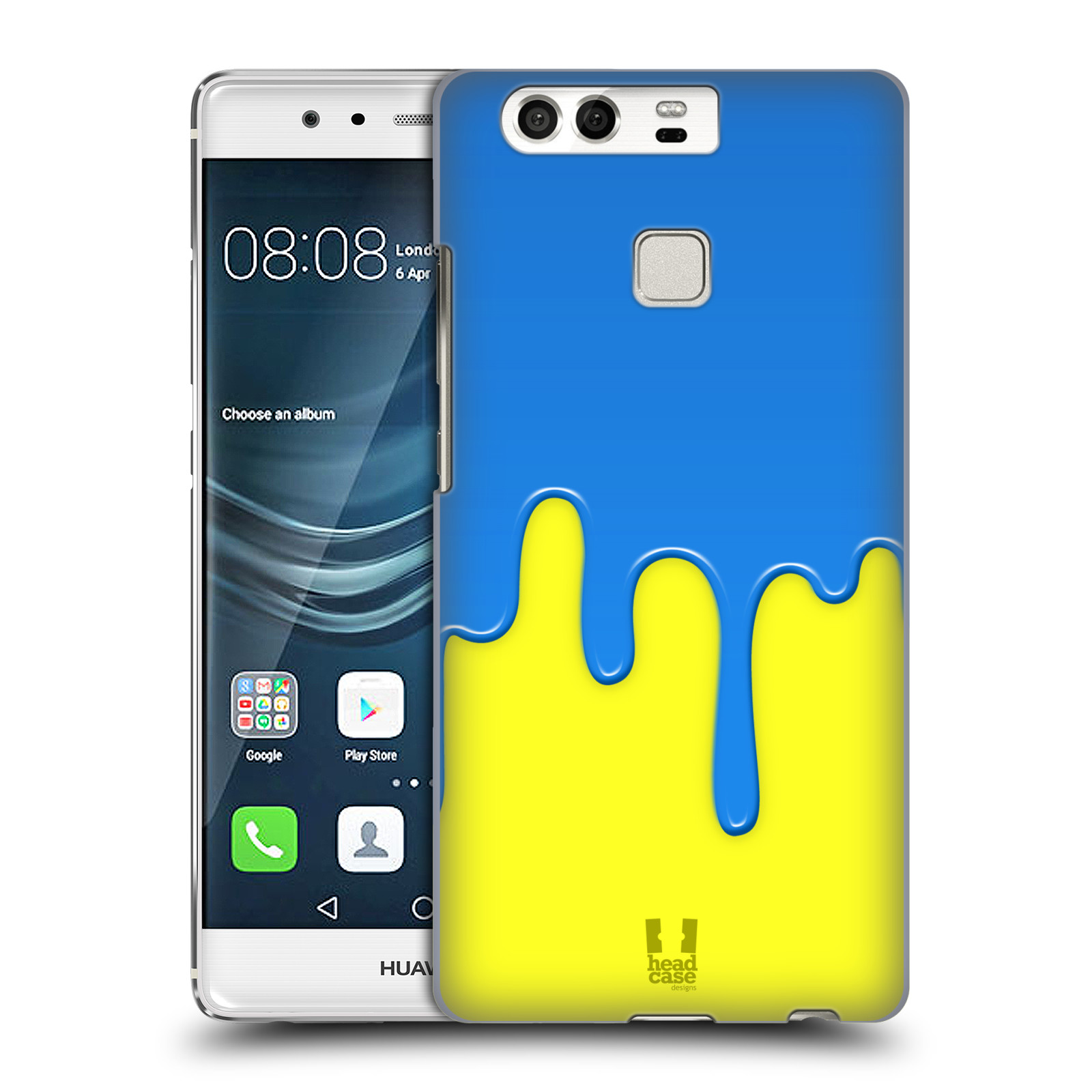 HEAD CASE plastový obal na mobil Huawei P9 / P9 DUAL SIM vzor Barevná záplava polovina MODRÁ ŽLUTÁ