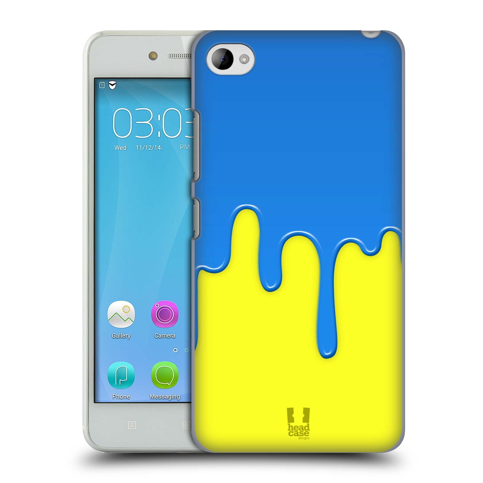 HEAD CASE pevný plastový obal na mobil LENOVO S90 vzor Barevná záplava polovina MODRÁ ŽLUTÁ