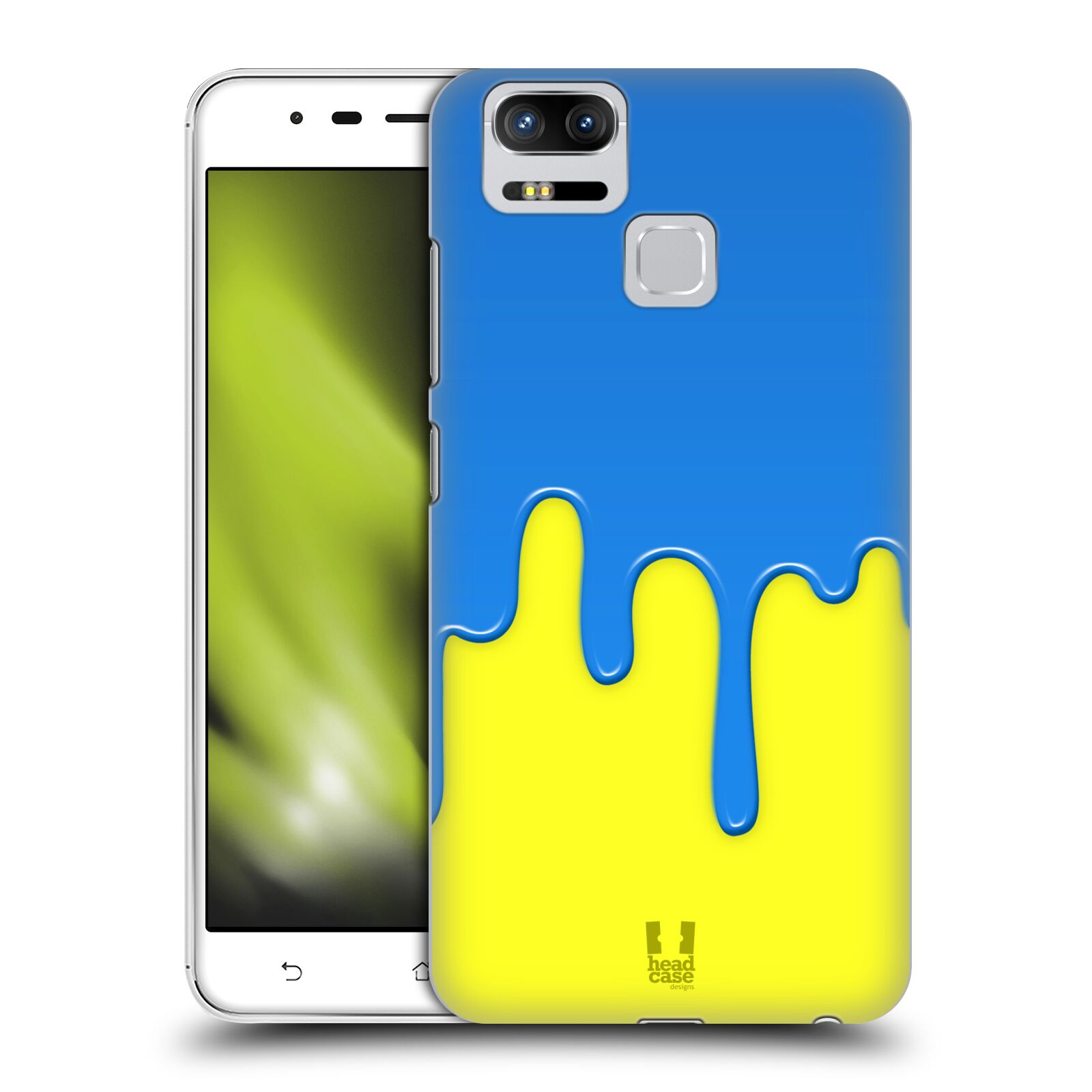 HEAD CASE plastový obal na mobil Asus Zenfone 3 Zoom ZE553KL vzor Barevná záplava polovina MODRÁ ŽLUTÁ