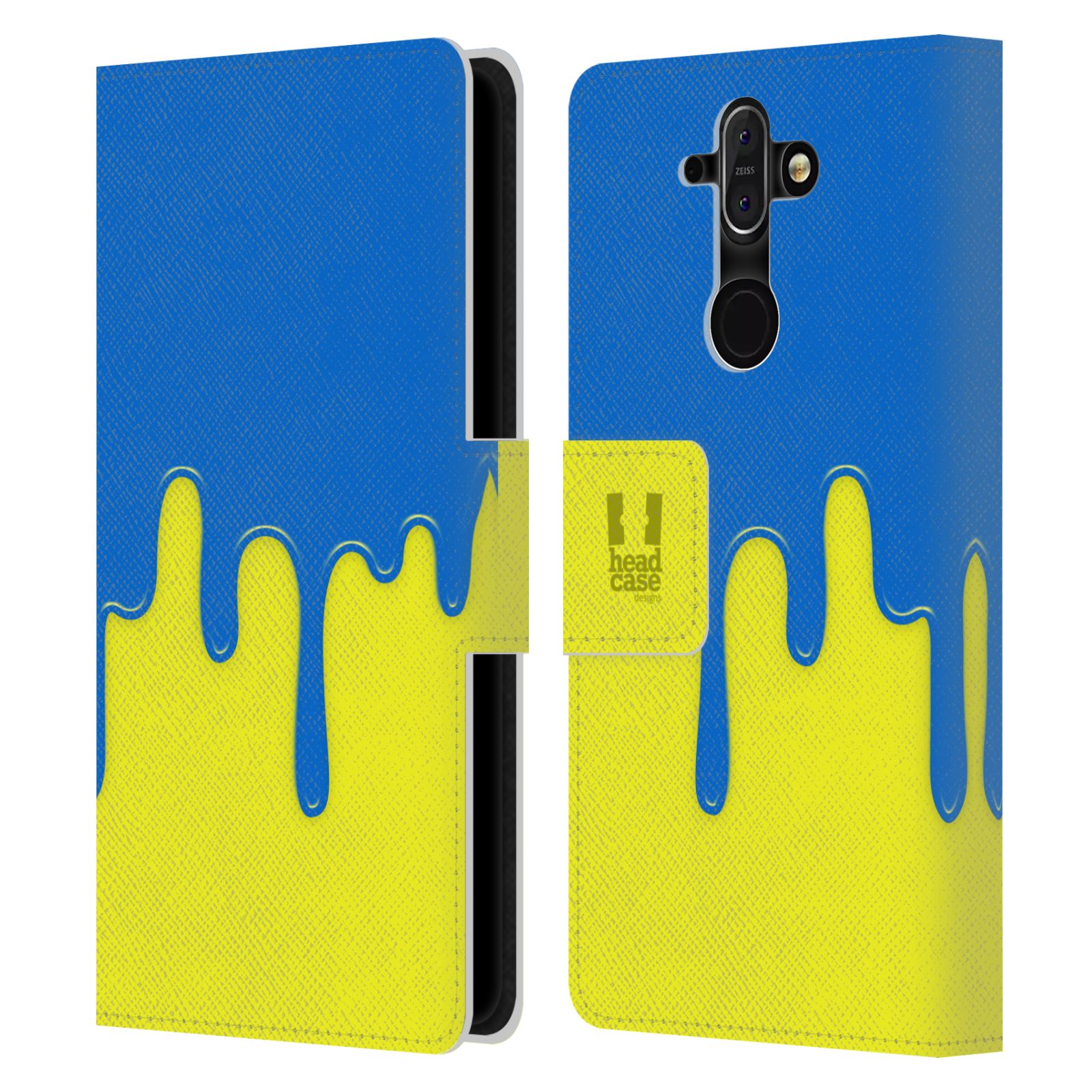 HEAD CASE Flipové pouzdro pro mobil Nokia 8 SIROCCO Rozlitá barva modrá a žlutá