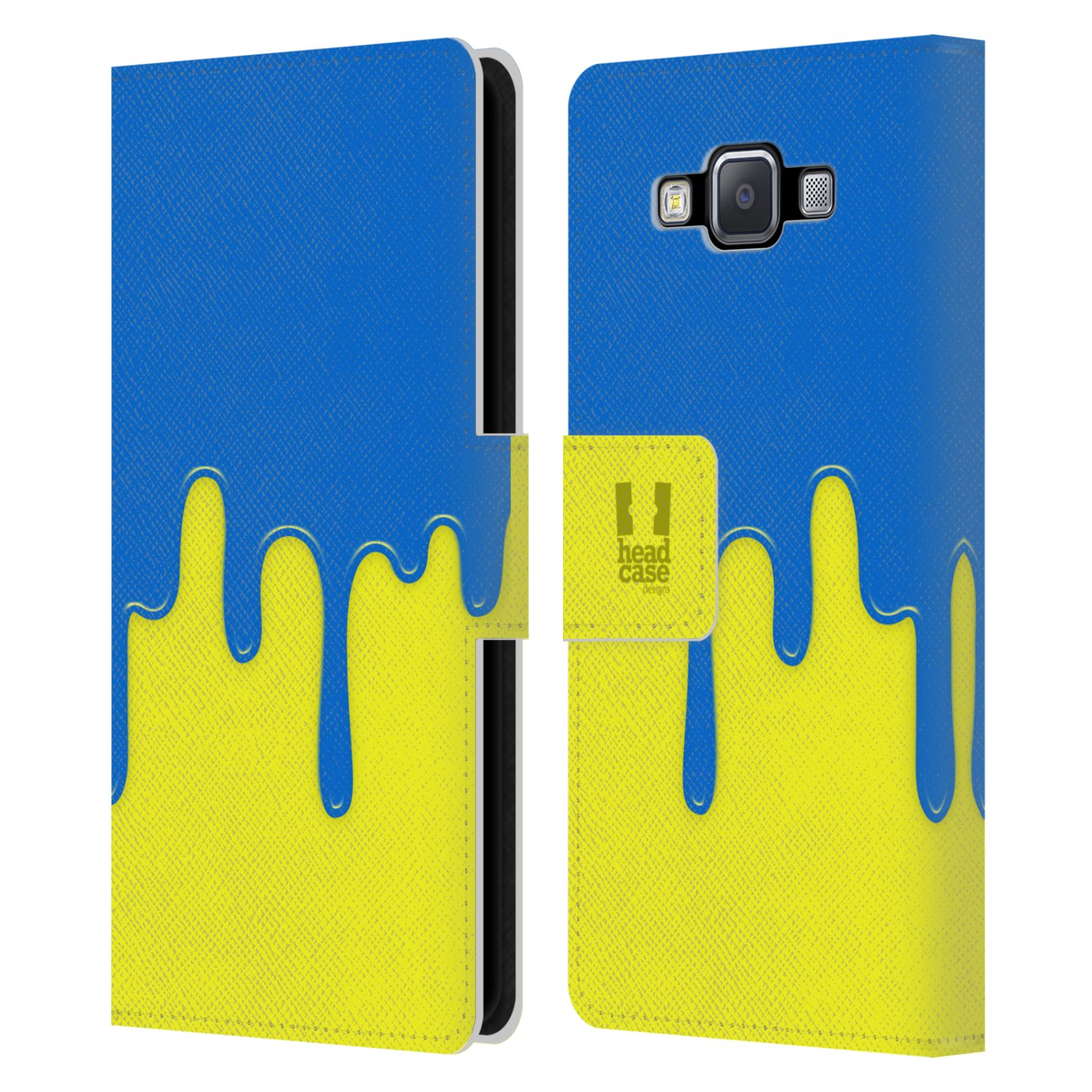 HEAD CASE Flipové pouzdro pro mobil Samsung Galaxy A5 Rozlitá barva modrá a žlutá