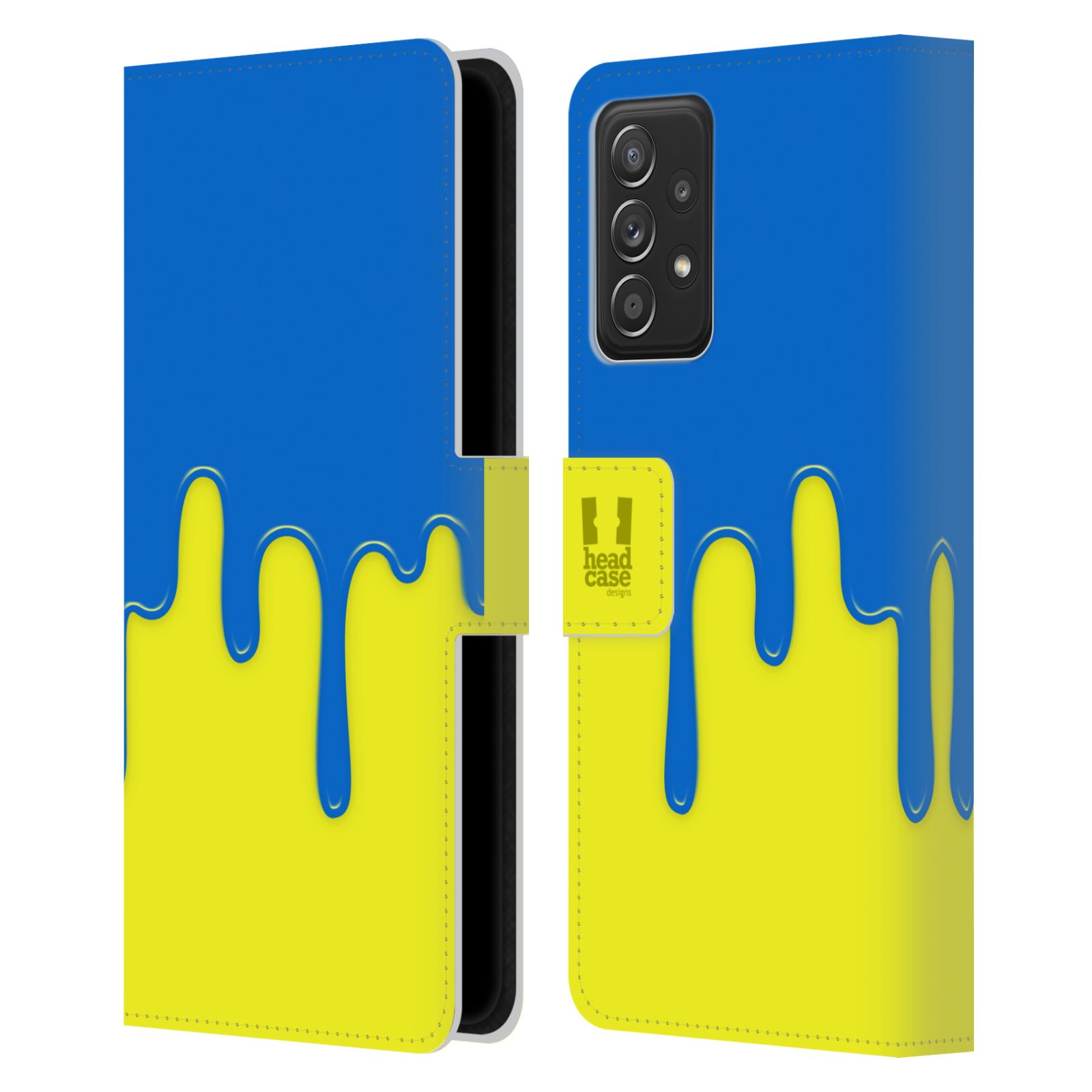 Pouzdro HEAD CASE na mobil Samsung Galaxy A52 / A52 5G / A52s 5G Rozlitá barva modrá a žlutá