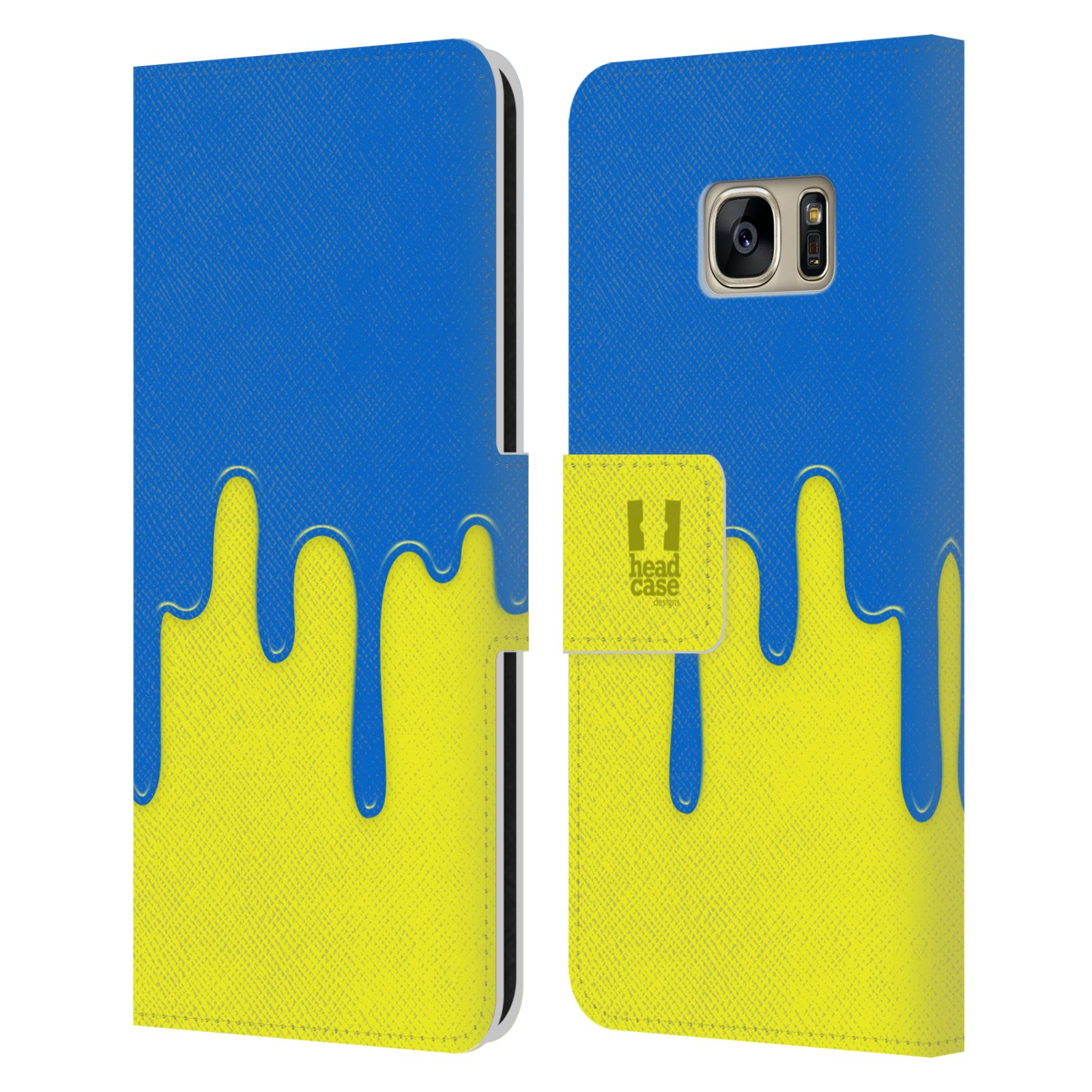 HEAD CASE Flipové pouzdro pro mobil Samsung Galaxy S7 (G9300) Rozlitá barva modrá a žlutá