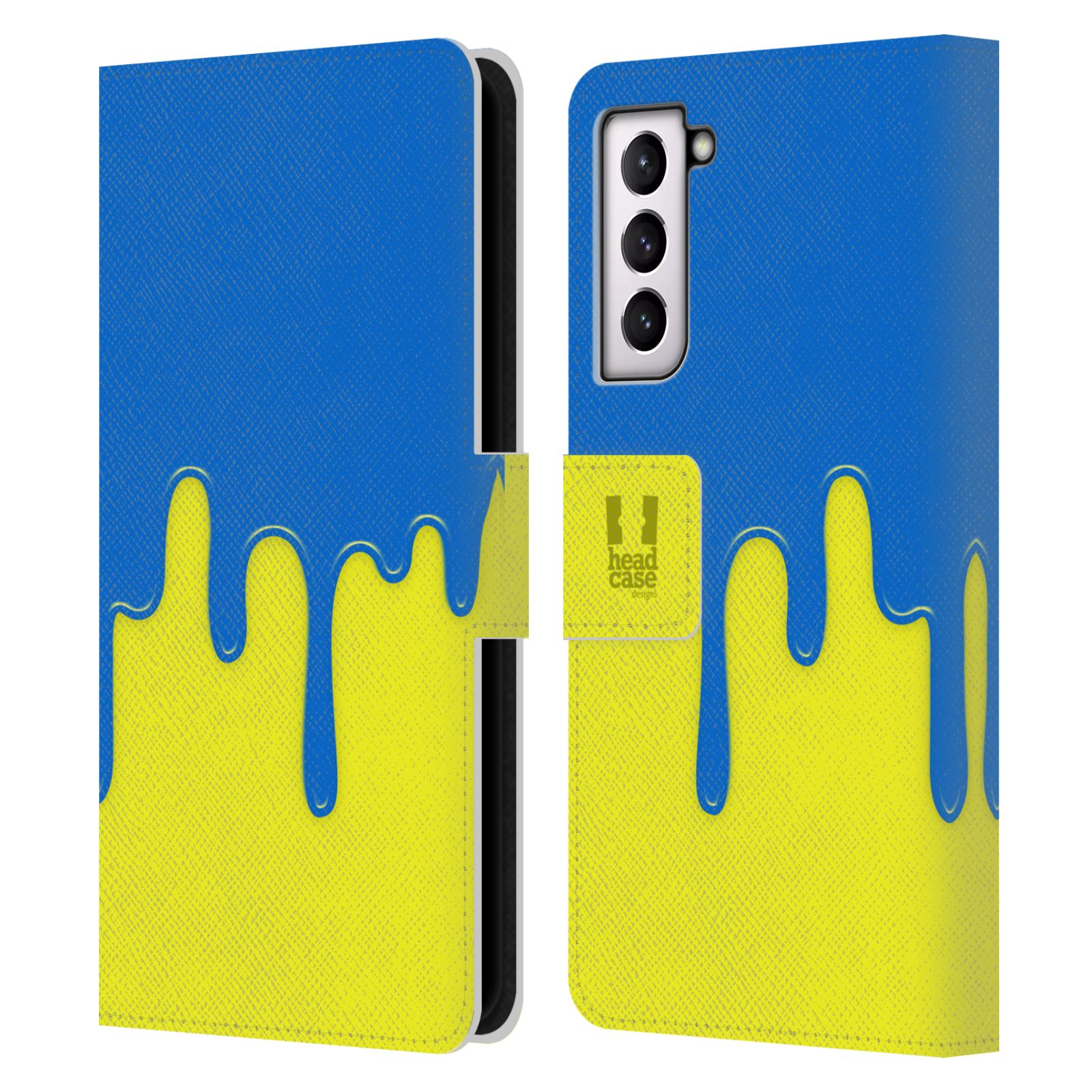 Pouzdro HEAD CASE na mobil Samsung Galaxy S21 / S21 5G Rozlitá barva modrá a žlutá