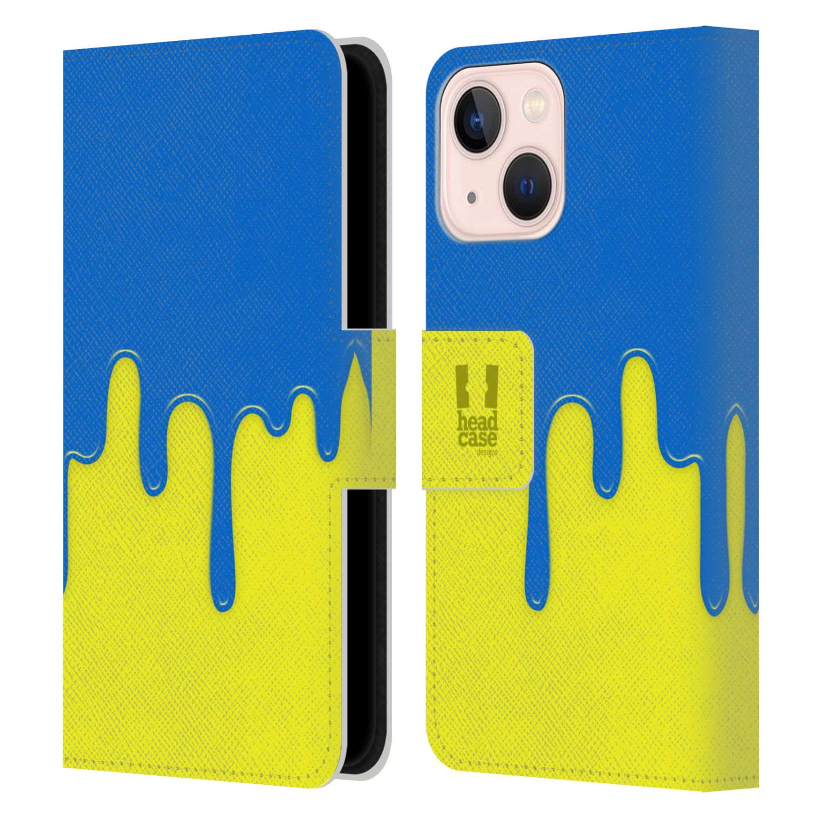 Pouzdro HEAD CASE na mobil Apple Iphone 13 MINI Rozlitá barva modrá a žlutá