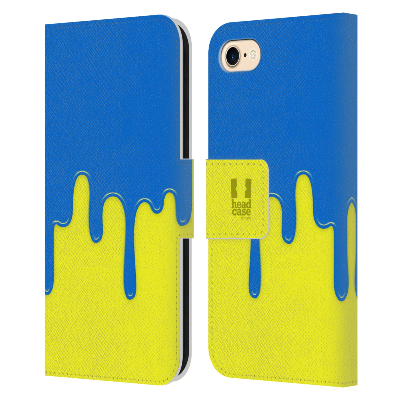 HEAD CASE Flipové pouzdro pro mobil Apple Iphone 7/8/SE 2020 Rozlitá barva modrá a žlutá