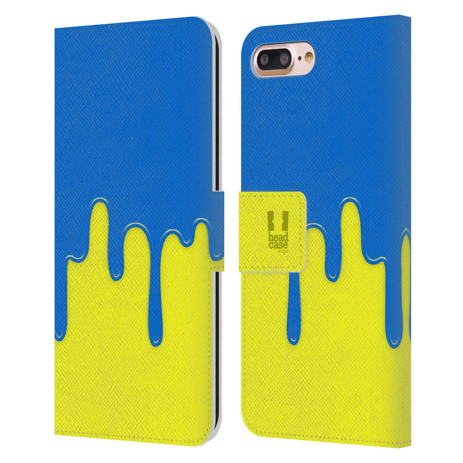 HEAD CASE Flipové pouzdro pro mobil Apple Iphone 7 PLUS / 8 PLUS Rozlitá barva modrá a žlutá