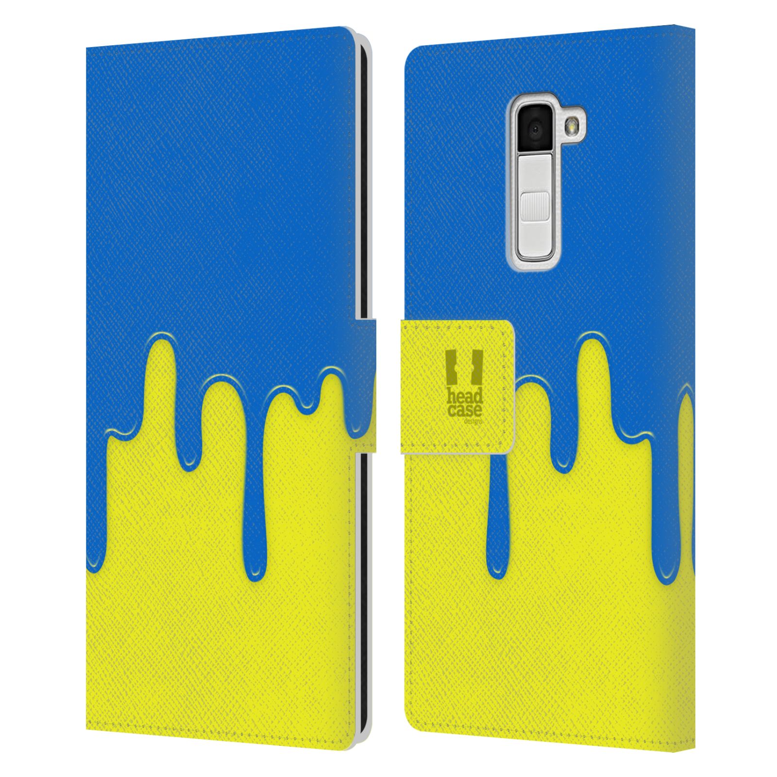 HEAD CASE Flipové pouzdro pro mobil LG K10 Rozlitá barva modrá a žlutá