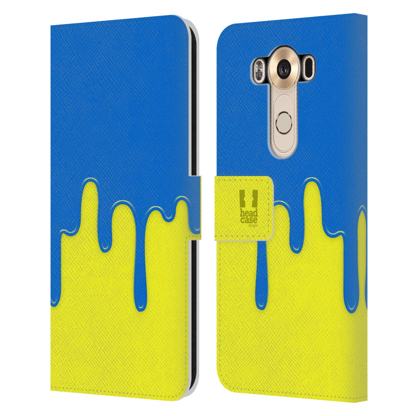 HEAD CASE Flipové pouzdro pro mobil LG V10 Rozlitá barva modrá a žlutá