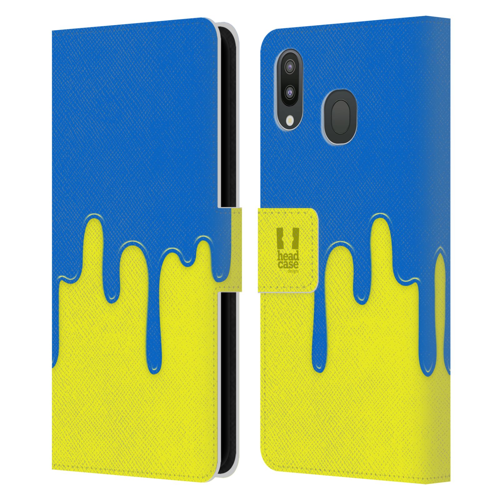 Pouzdro na mobil Samsung Galaxy M20 Rozlitá barva modrá a žlutá