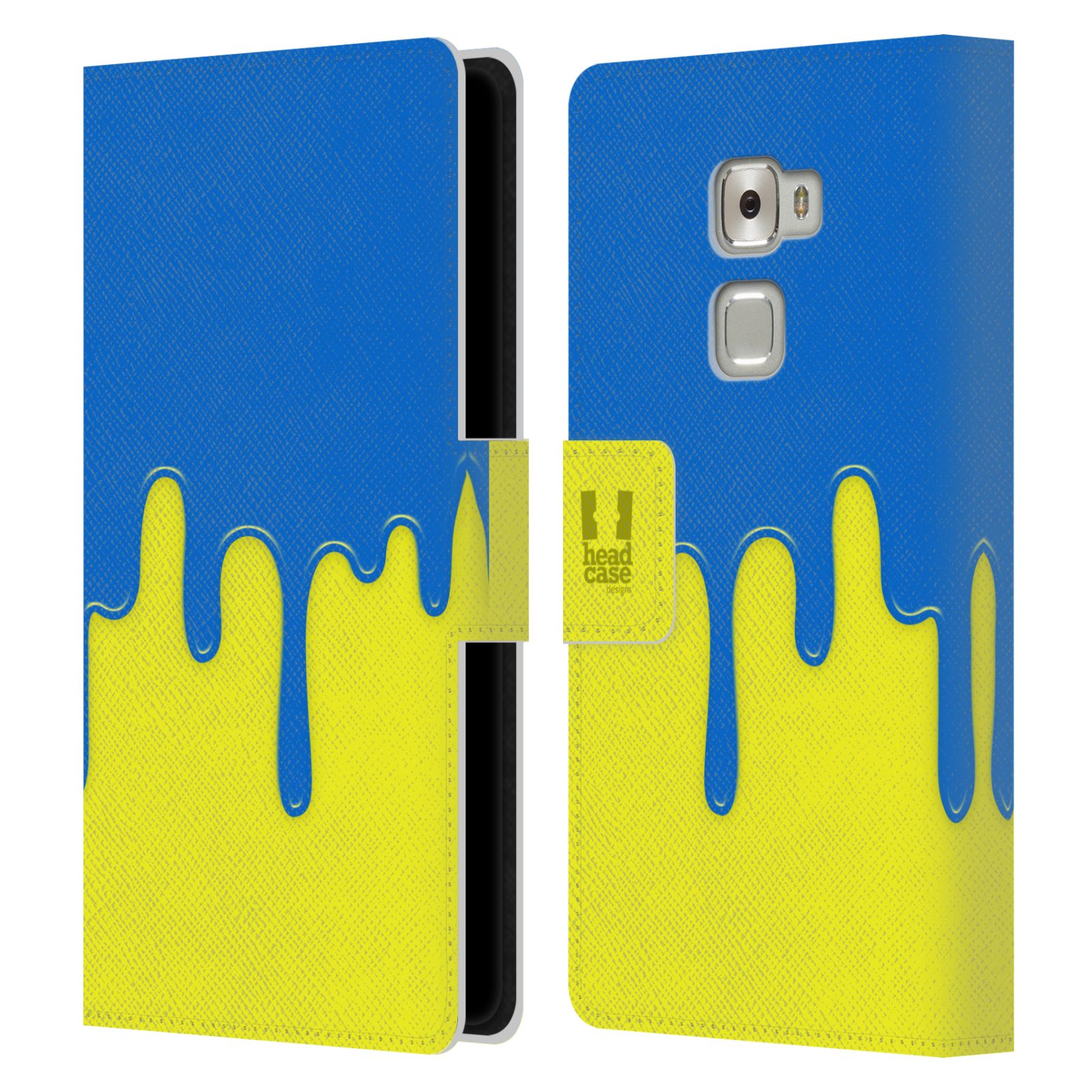 HEAD CASE Flipové pouzdro pro mobil Huawei MATE S Rozlitá barva modrá a žlutá