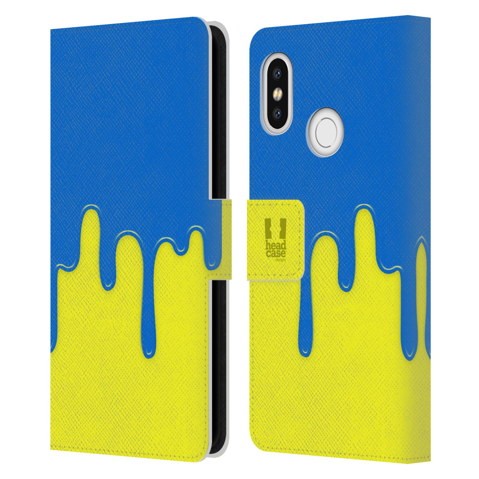 HEAD CASE Flipové pouzdro pro mobil Xiaomi Mi 8 Rozlitá barva modrá a žlutá